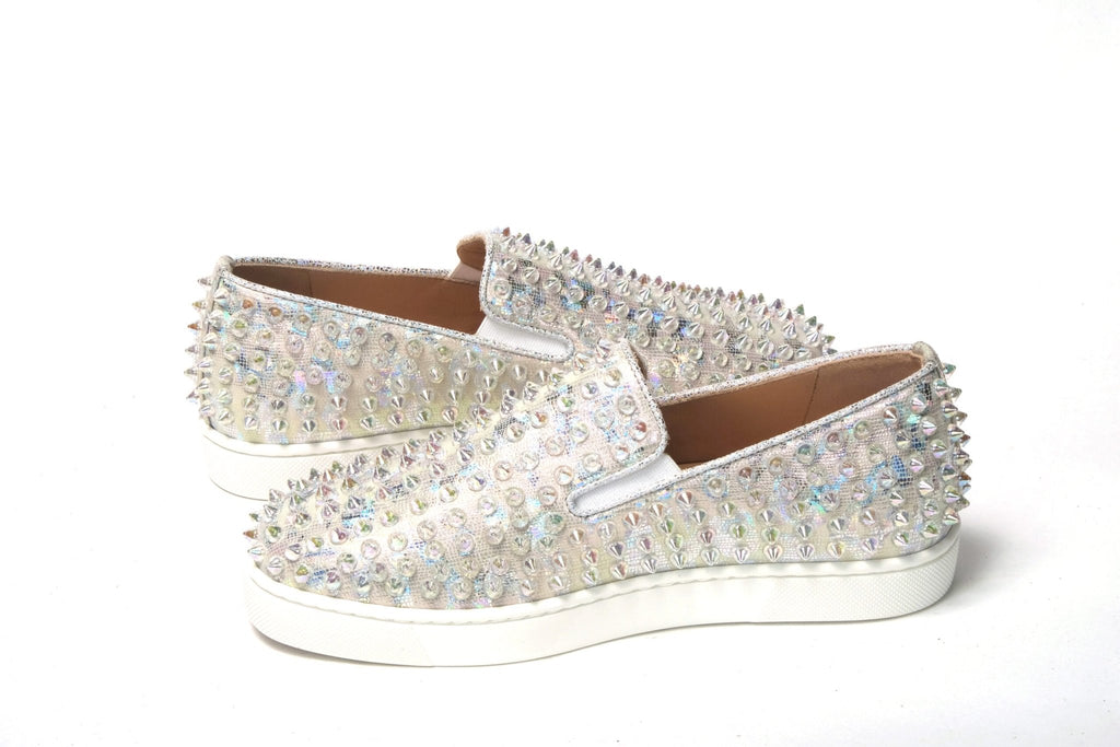Christian Louboutin White Ab/Clear Ab Roller Boat Woman Flat Sneaker - GET THE BRAND