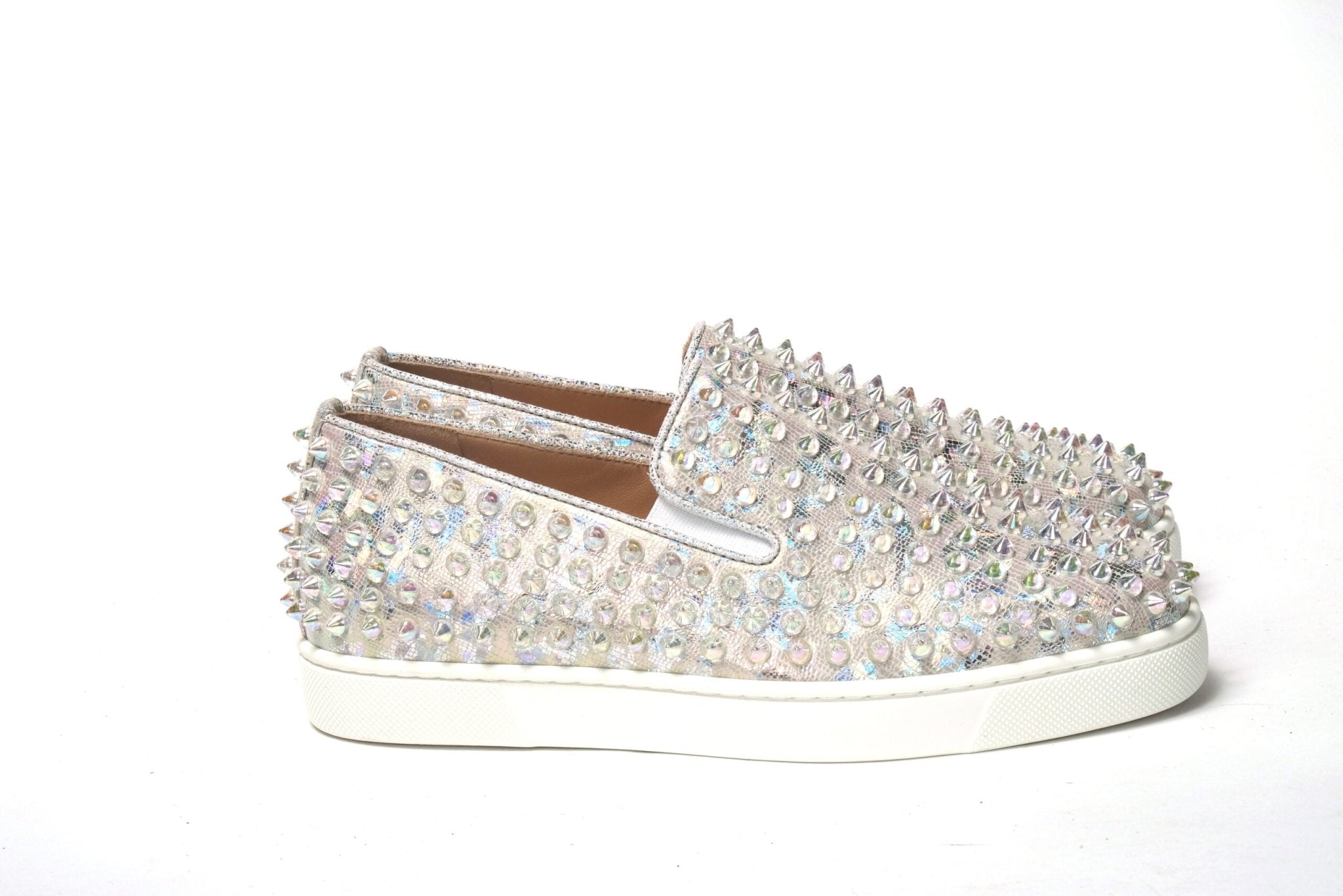 Christian Louboutin White Ab/Clear Ab Roller Boat Woman Flat Sneaker - GET THE BRAND