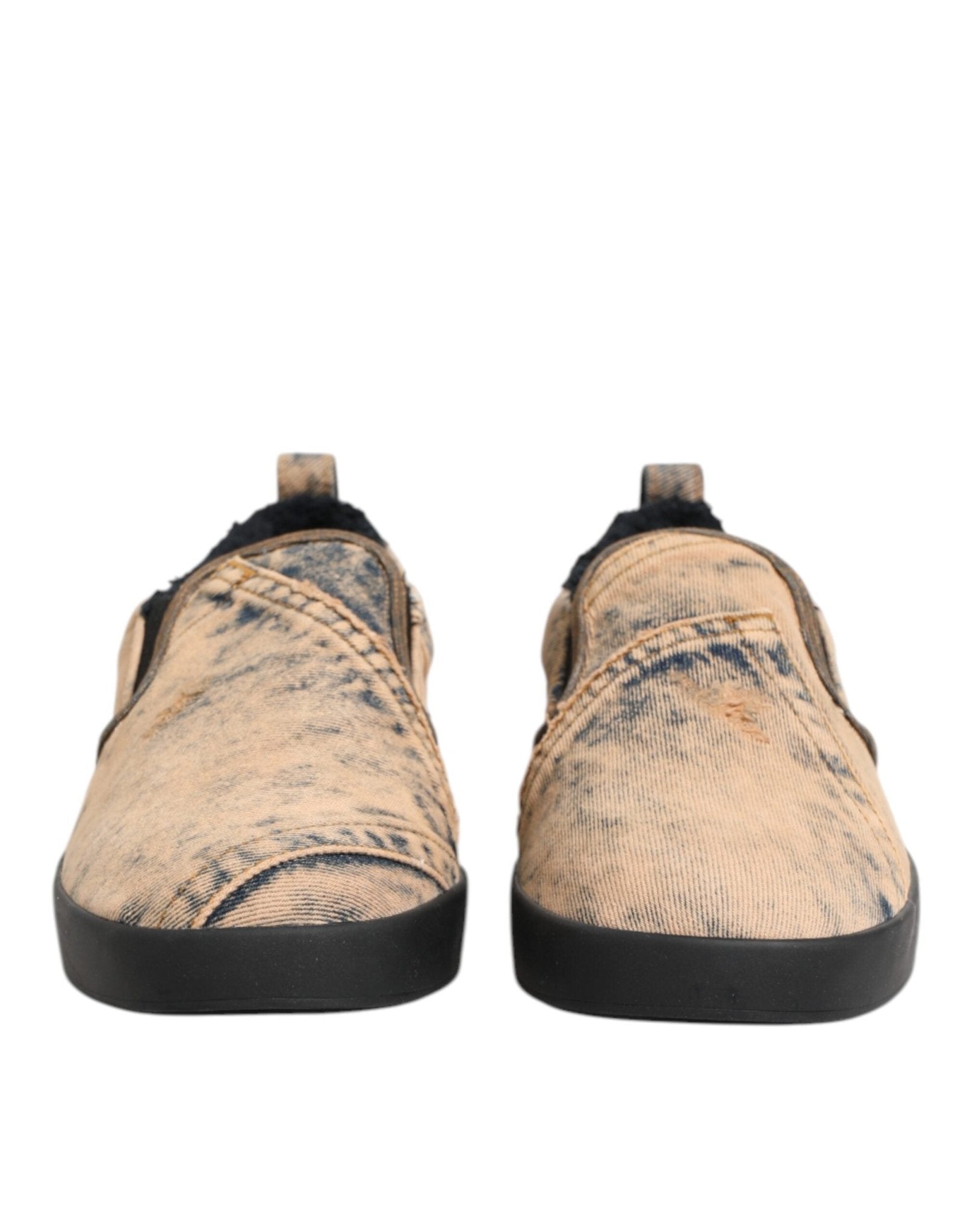 Dolce & Gabbana Beige Cotton Low Top Slip On Sneakers Shoes - GET THE BRAND