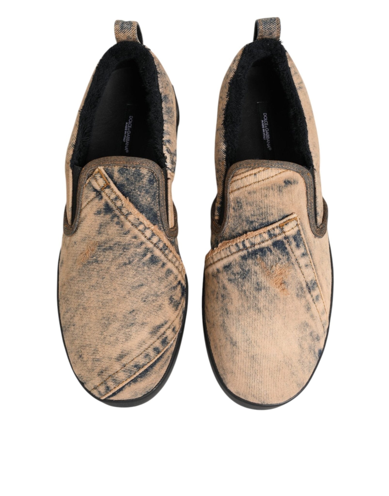 Dolce & Gabbana Beige Cotton Low Top Slip On Sneakers Shoes - GET THE BRAND