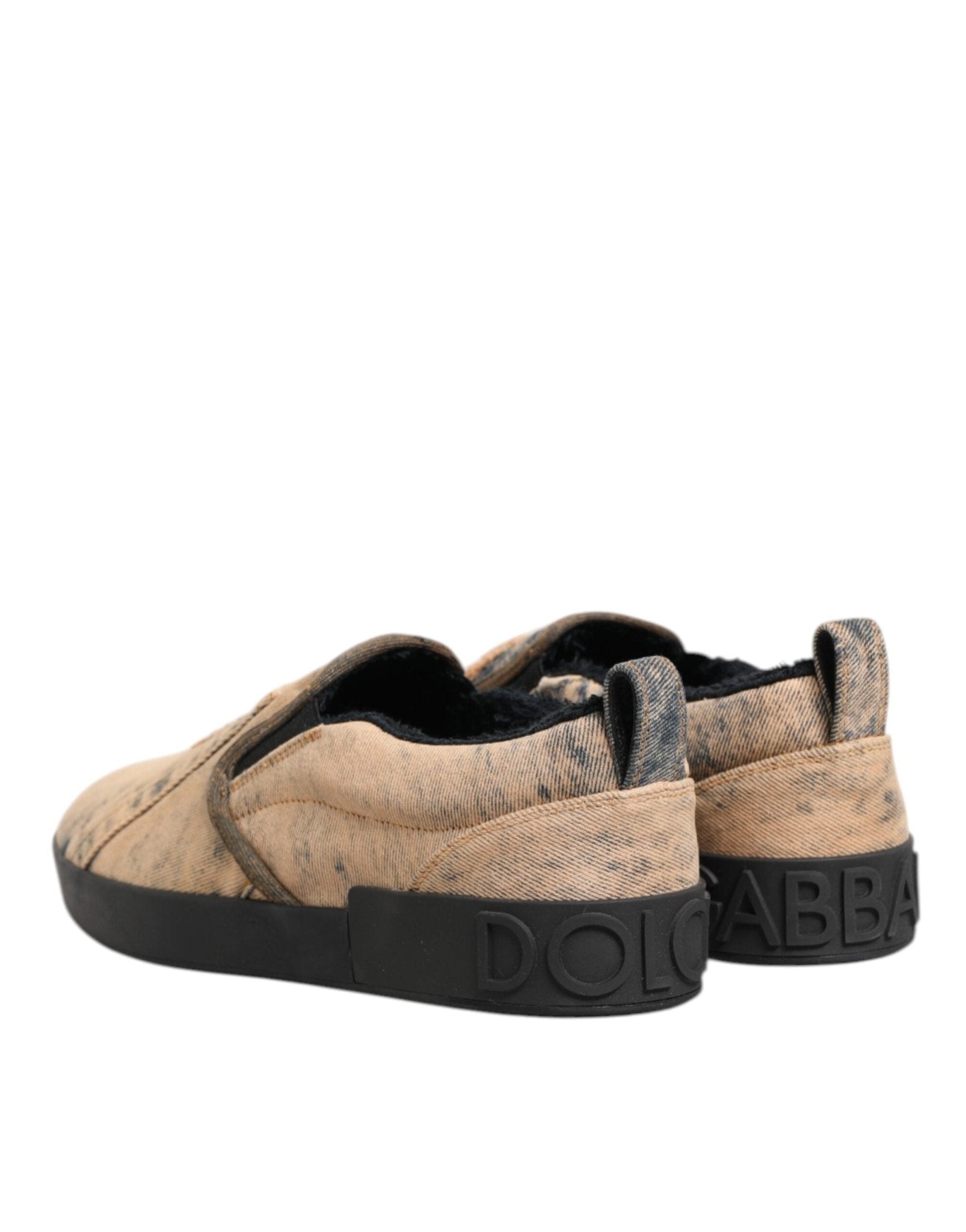 Dolce & Gabbana Beige Cotton Low Top Slip On Sneakers Shoes - GET THE BRAND