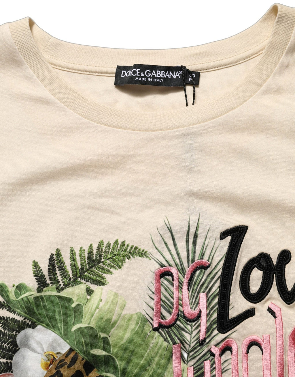 Dolce & Gabbana Beige Jungle Print Cotton Round Neck T-Shirt - GET THE BRAND