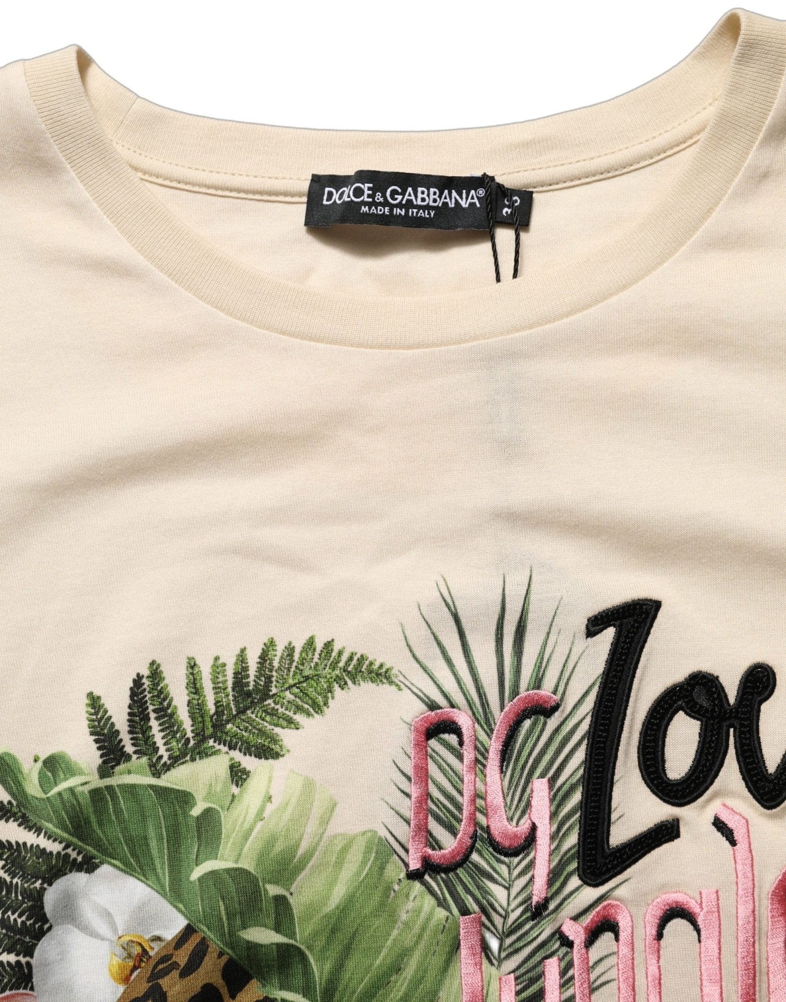 Dolce & Gabbana Beige Jungle Print Cotton Round Neck T-Shirt - GET THE BRAND