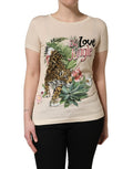 Dolce & Gabbana Beige Jungle Print Cotton Round Neck T-Shirt - GET THE BRAND