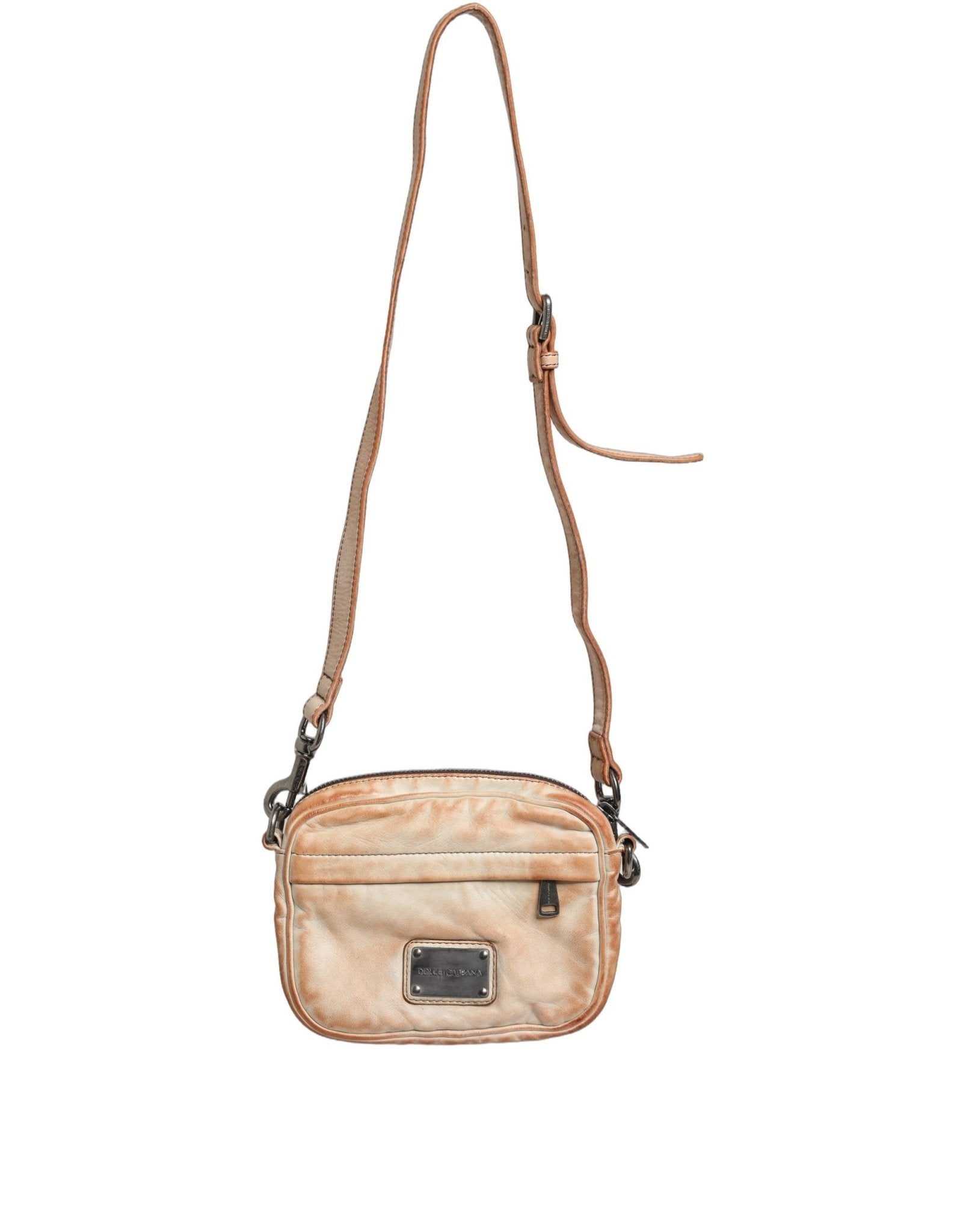 Dolce & Gabbana Beige Vintage Leather Logo Plaque Shoulder Borse Men Bag - GET THE BRAND