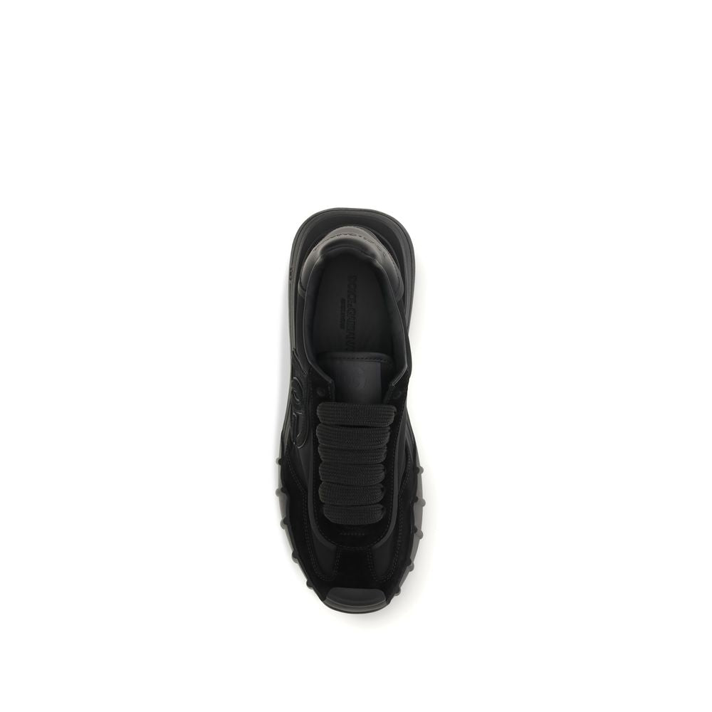 Dolce & Gabbana Black Calf Leather Bos Taurus Athletic Sneakers - GET THE BRAND