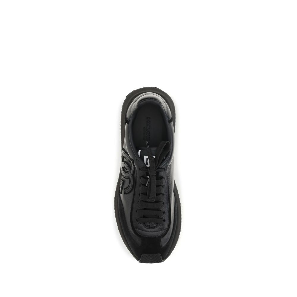 Dolce & Gabbana Black Calf Leather Bos Taurus Athletic Sneakers - GET THE BRAND