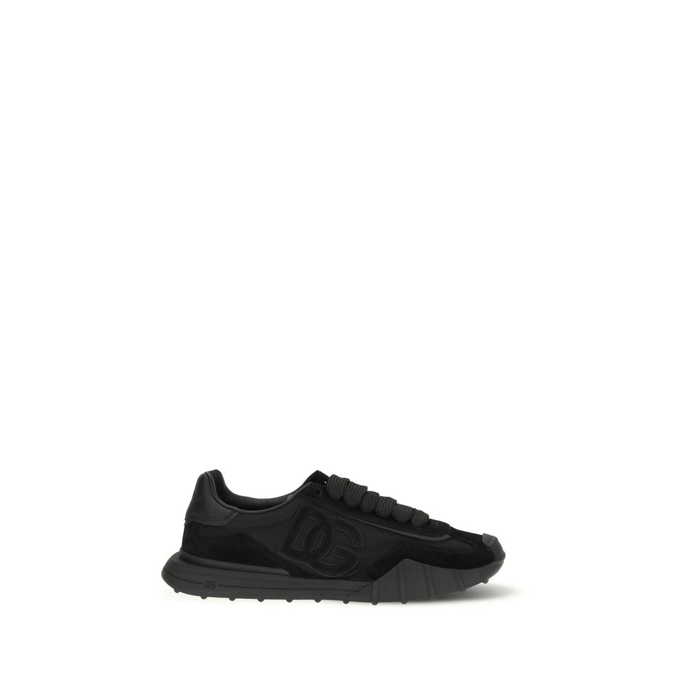 Dolce & Gabbana Black Calf Leather Bos Taurus Athletic Sneakers - GET THE BRAND