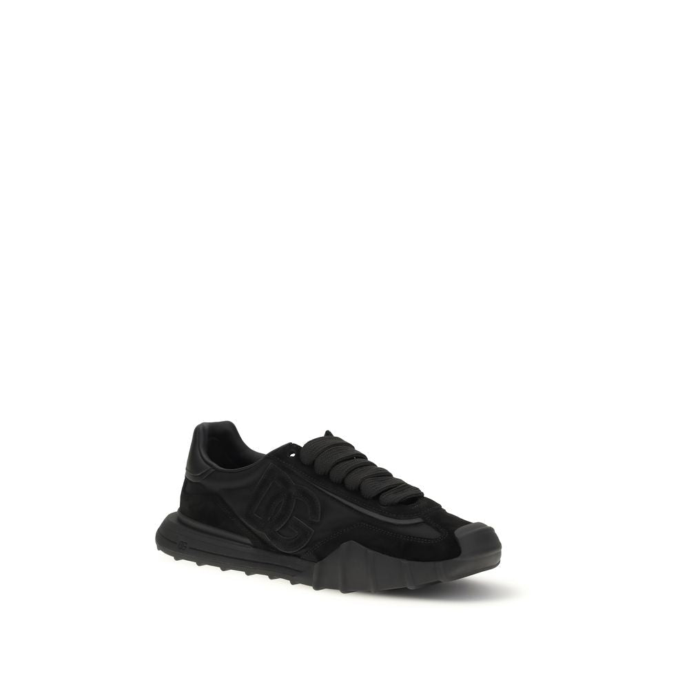 Dolce & Gabbana Black Calf Leather Bos Taurus Athletic Sneakers - GET THE BRAND