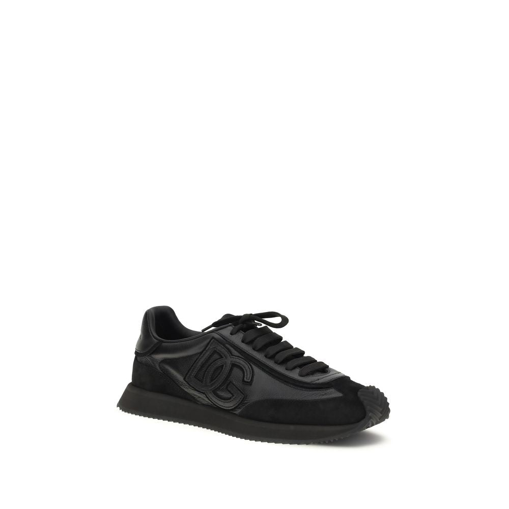 Dolce & Gabbana Black Calf Leather Bos Taurus Athletic Sneakers - GET THE BRAND