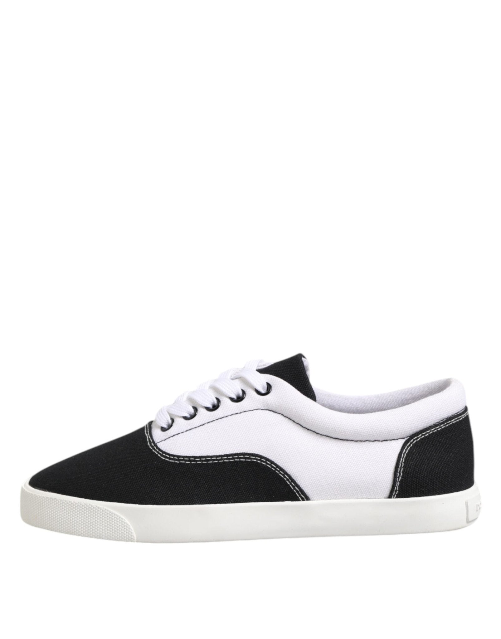 Dolce & Gabbana Black Cotton Canvas Lace Up Men Sneakers Shoes - GET THE BRAND
