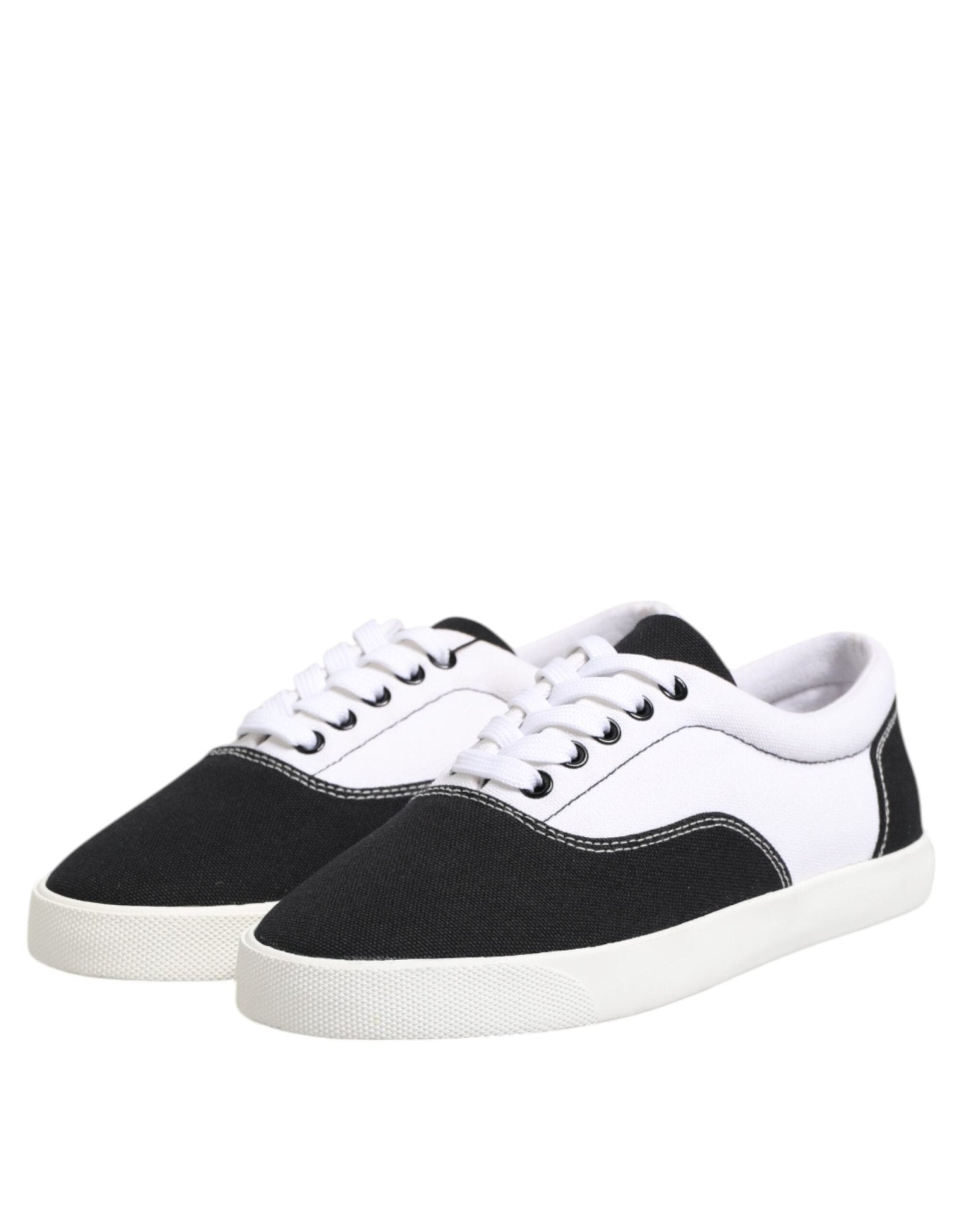Dolce & Gabbana Black Cotton Canvas Lace Up Men Sneakers Shoes - GET THE BRAND