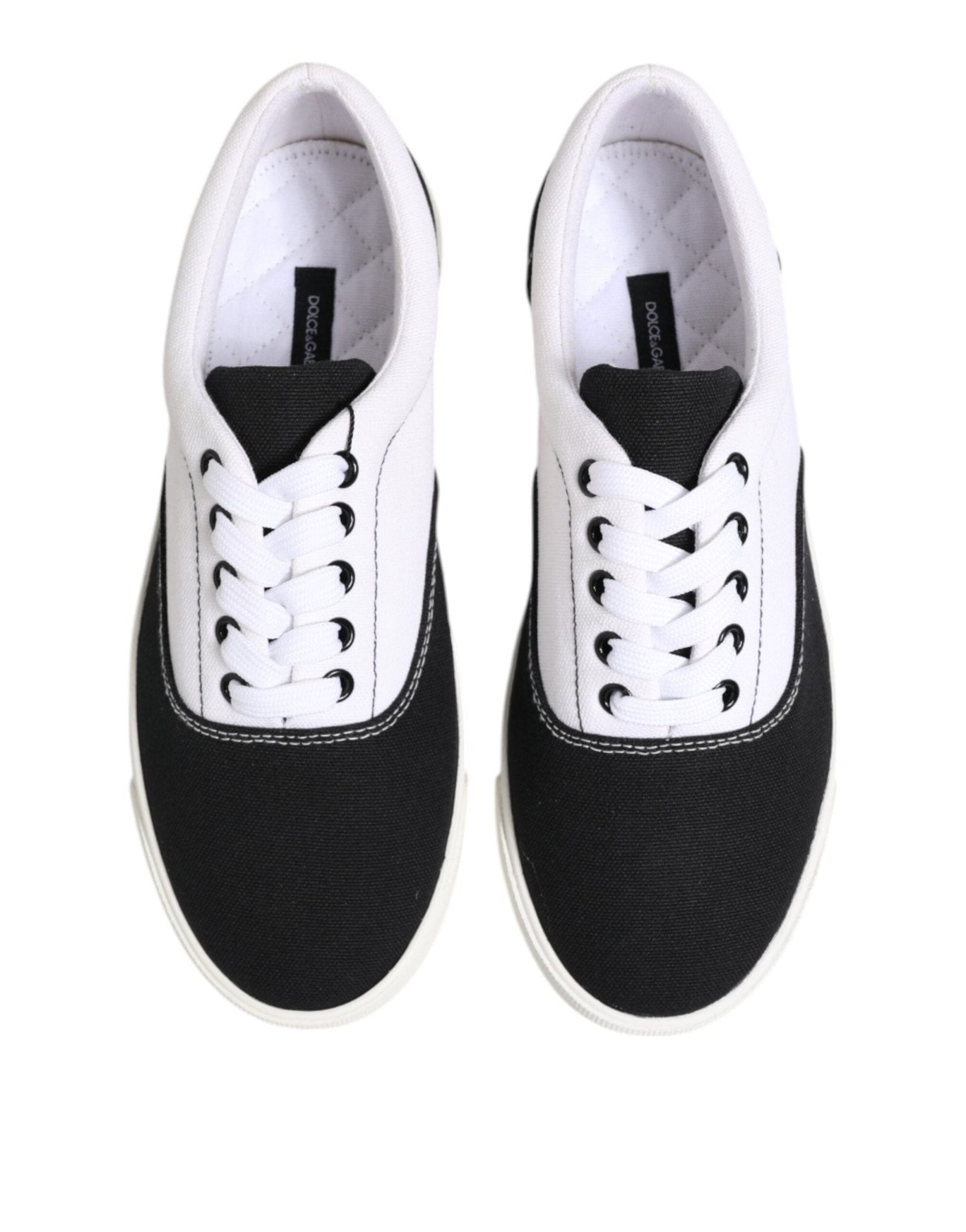 Dolce & Gabbana Black Cotton Canvas Lace Up Men Sneakers Shoes - GET THE BRAND