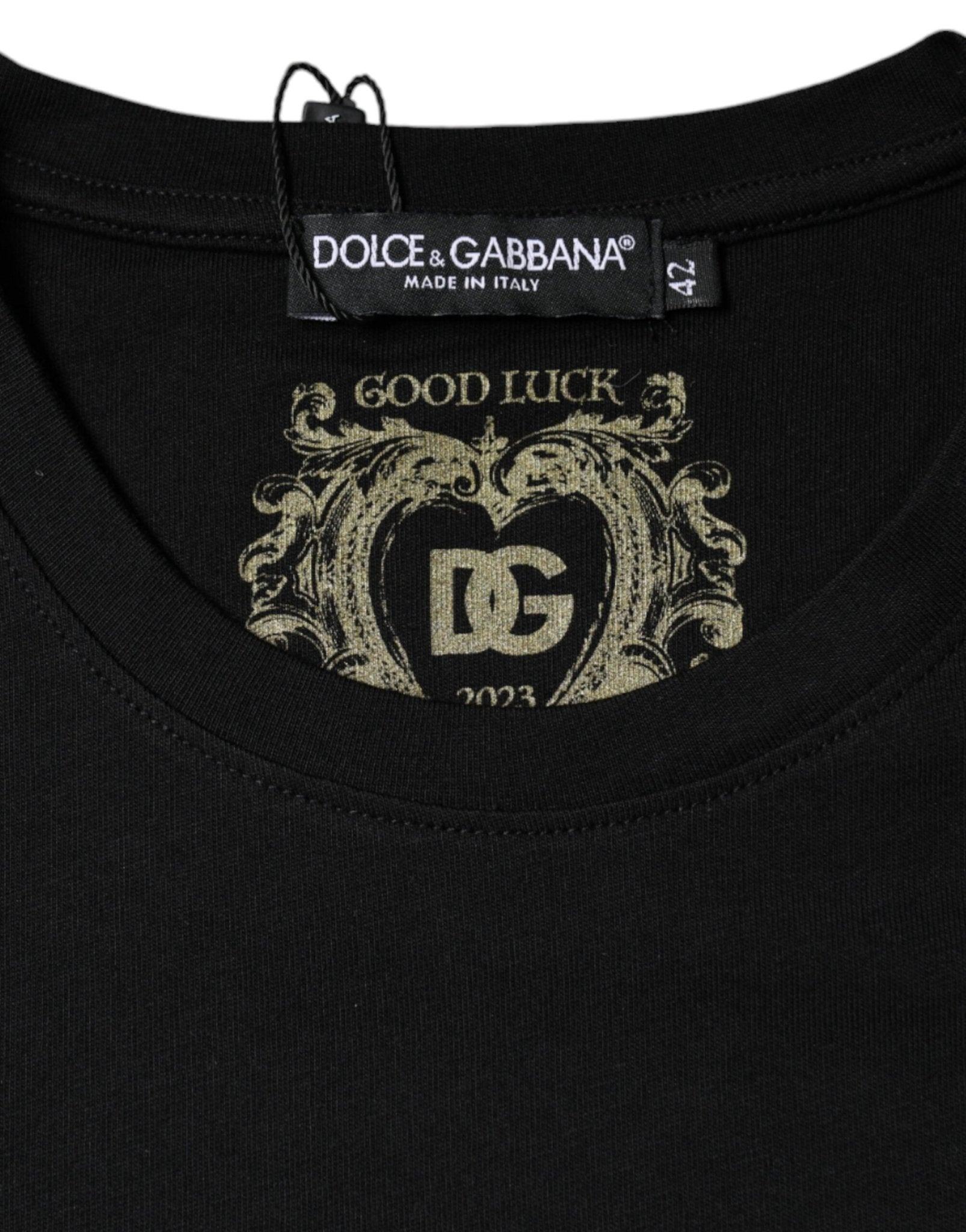 Dolce & Gabbana Black Cotton Crew Neck Short Sleeve T-shirt - GET THE BRAND