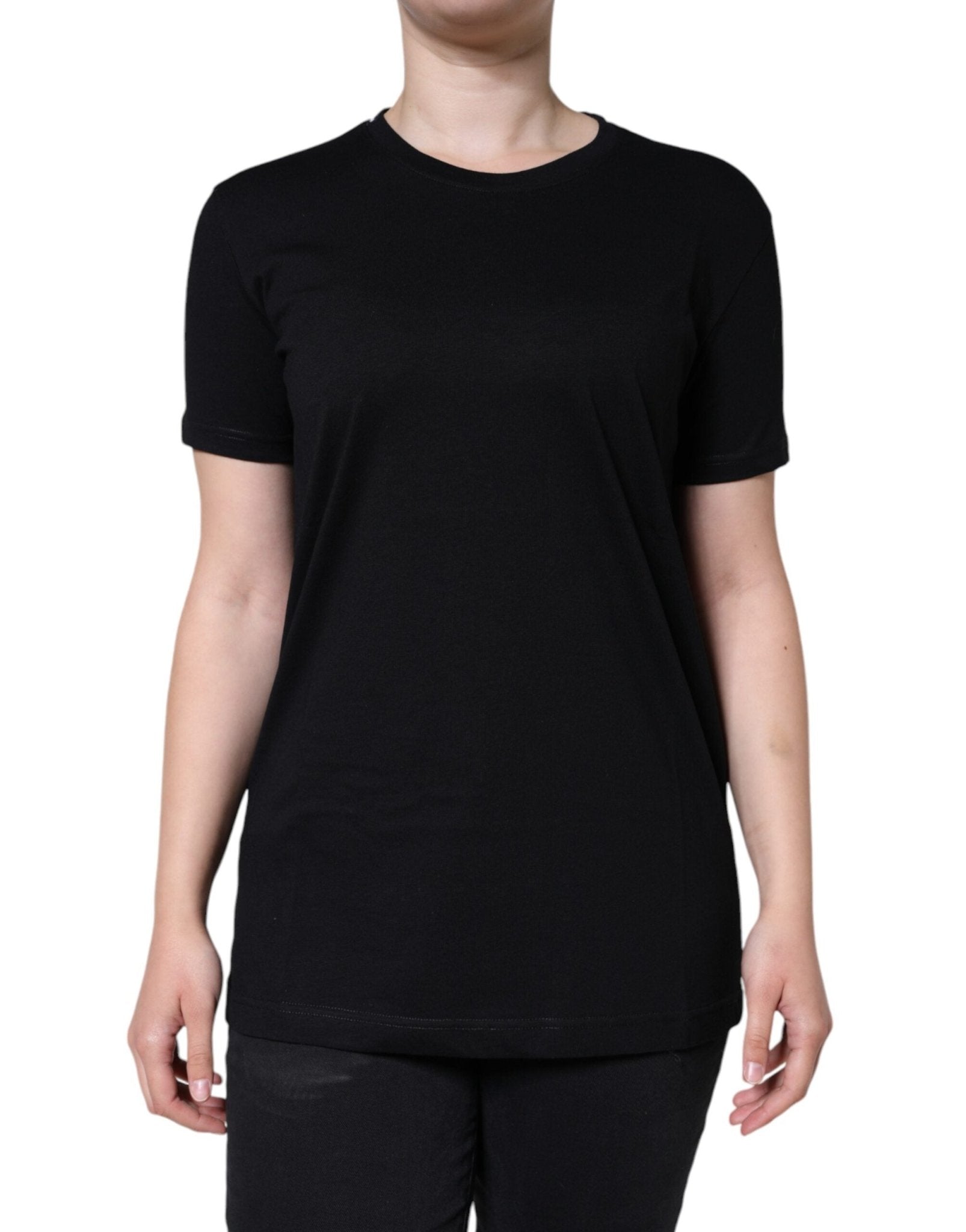 Dolce & Gabbana Black Cotton Crew Neck Short Sleeve T-shirt - GET THE BRAND