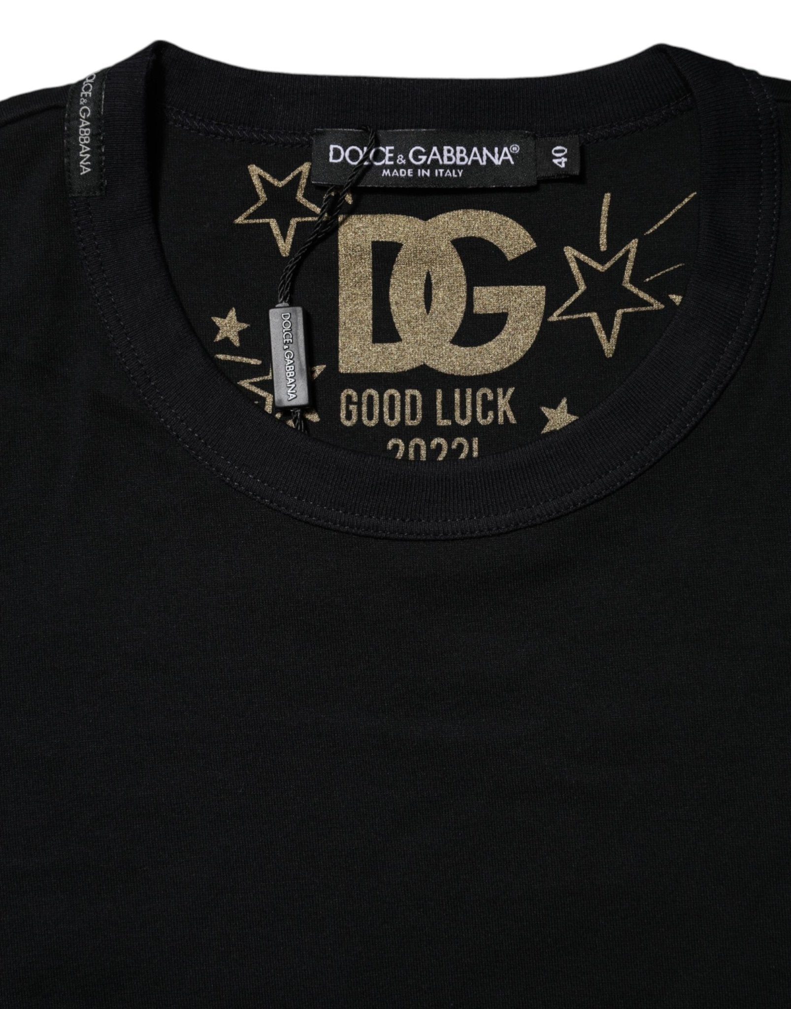 Dolce & Gabbana Black Cotton DG Print Short Sleeve Top T-shirt - GET THE BRAND