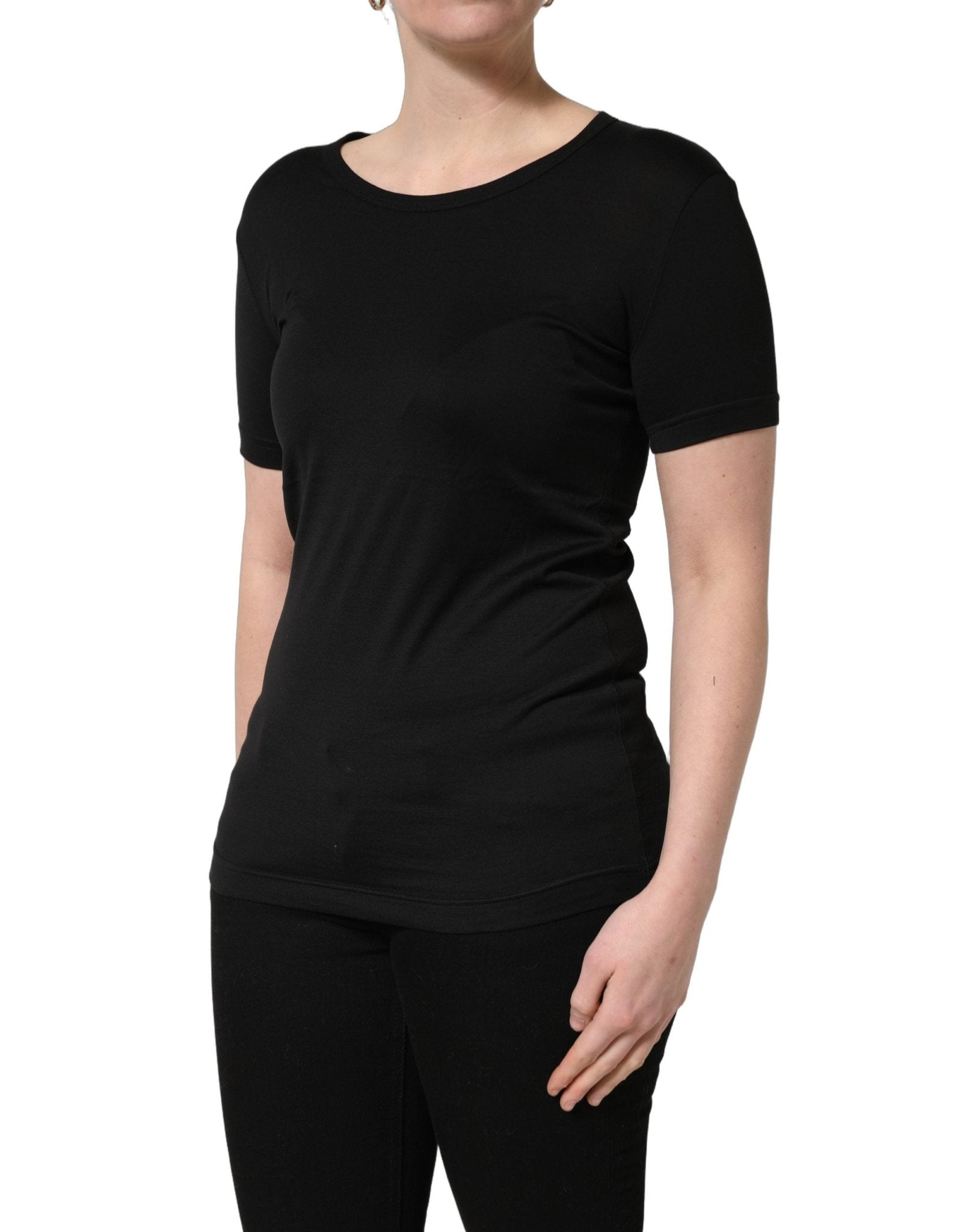 Dolce & Gabbana Black Cotton Round Neck Short Sleeves T-Shirt - GET THE BRAND