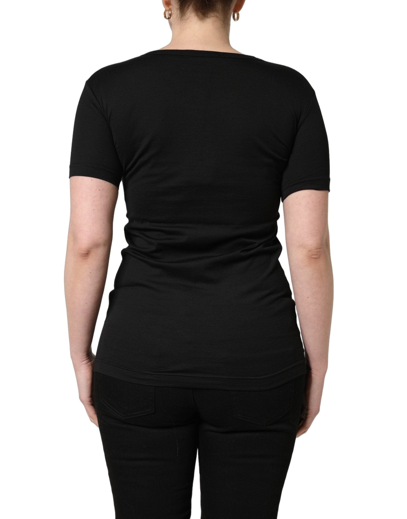 Dolce & Gabbana Black Cotton Round Neck Short Sleeves T-Shirt - GET THE BRAND