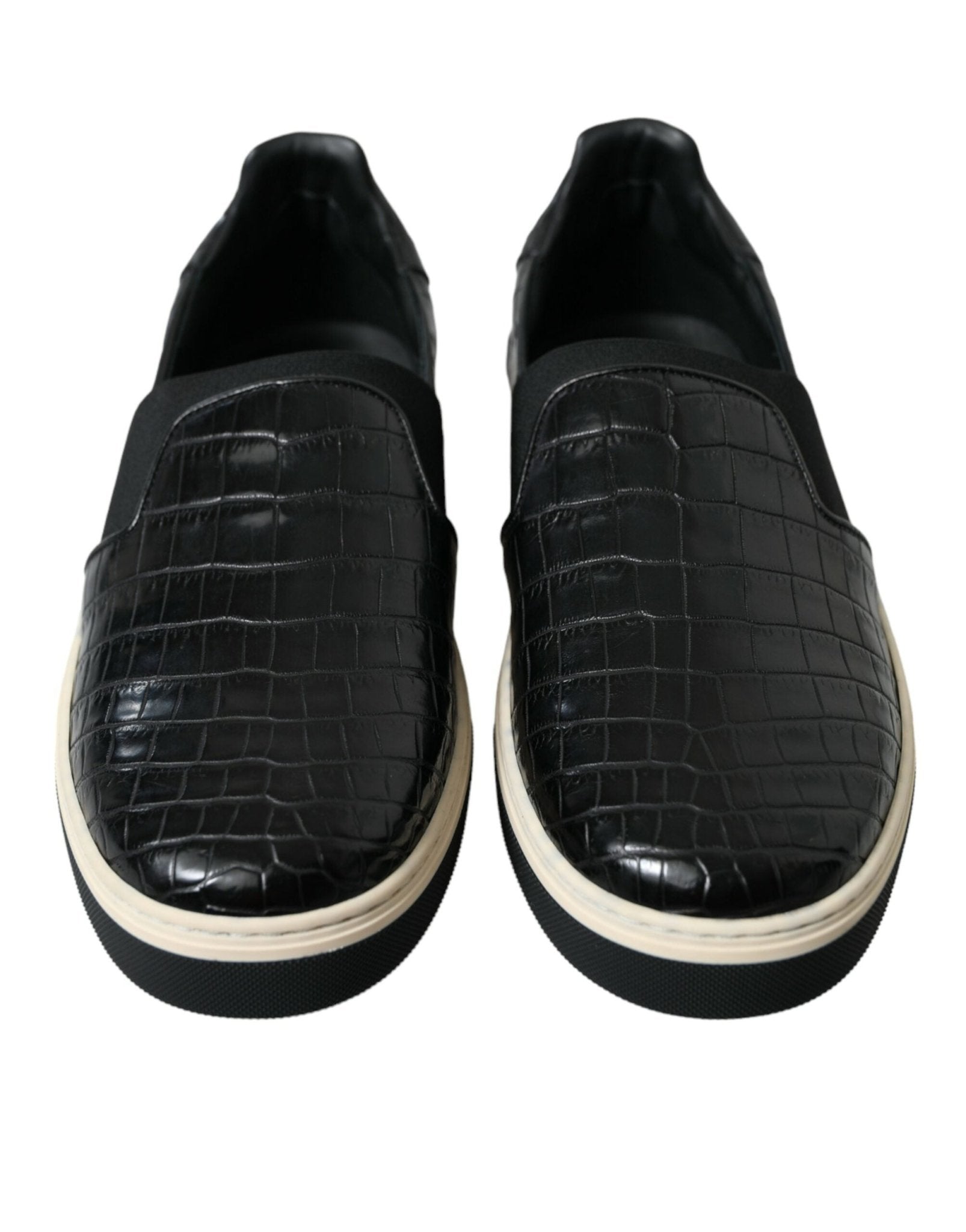 Dolce & Gabbana Black Croc Exotic Leather Sneakers Shoes - GET THE BRAND