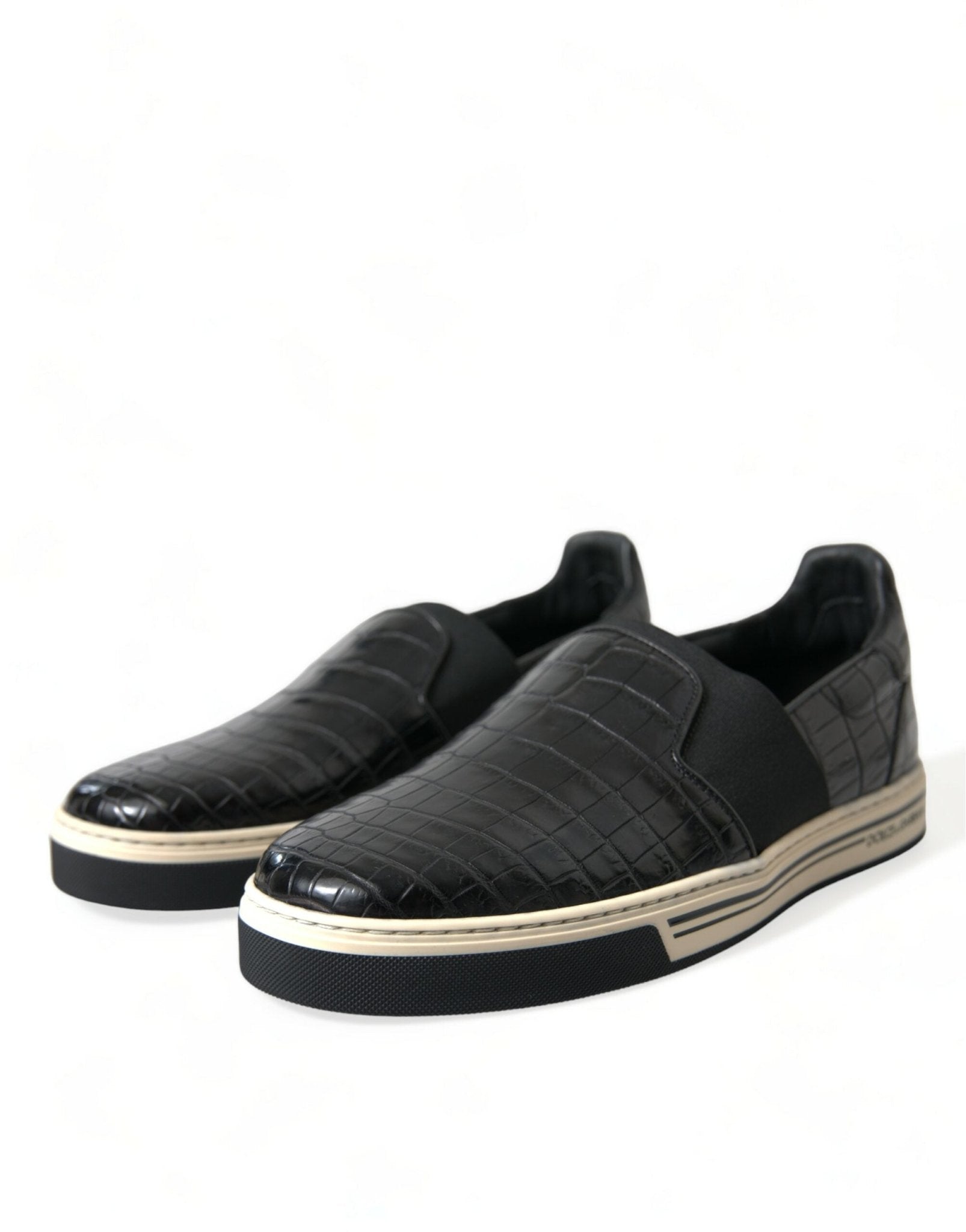 Dolce & Gabbana Black Croc Exotic Leather Sneakers Shoes - GET THE BRAND