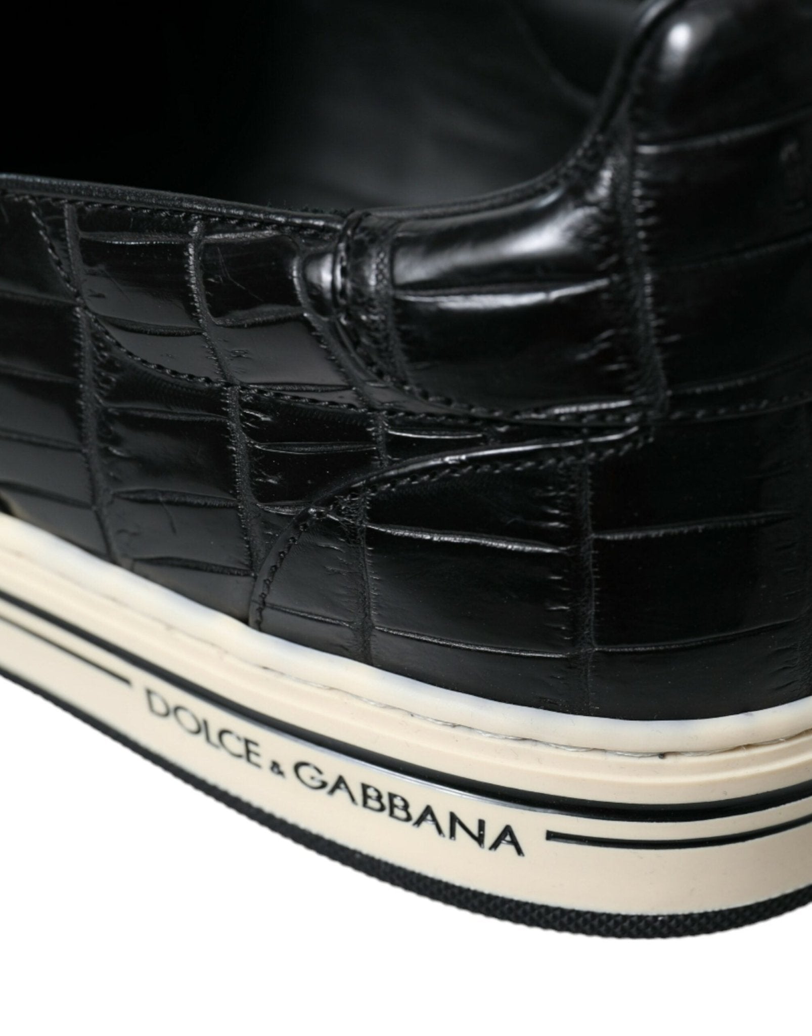 Dolce & Gabbana Black Croc Exotic Leather Sneakers Shoes - GET THE BRAND