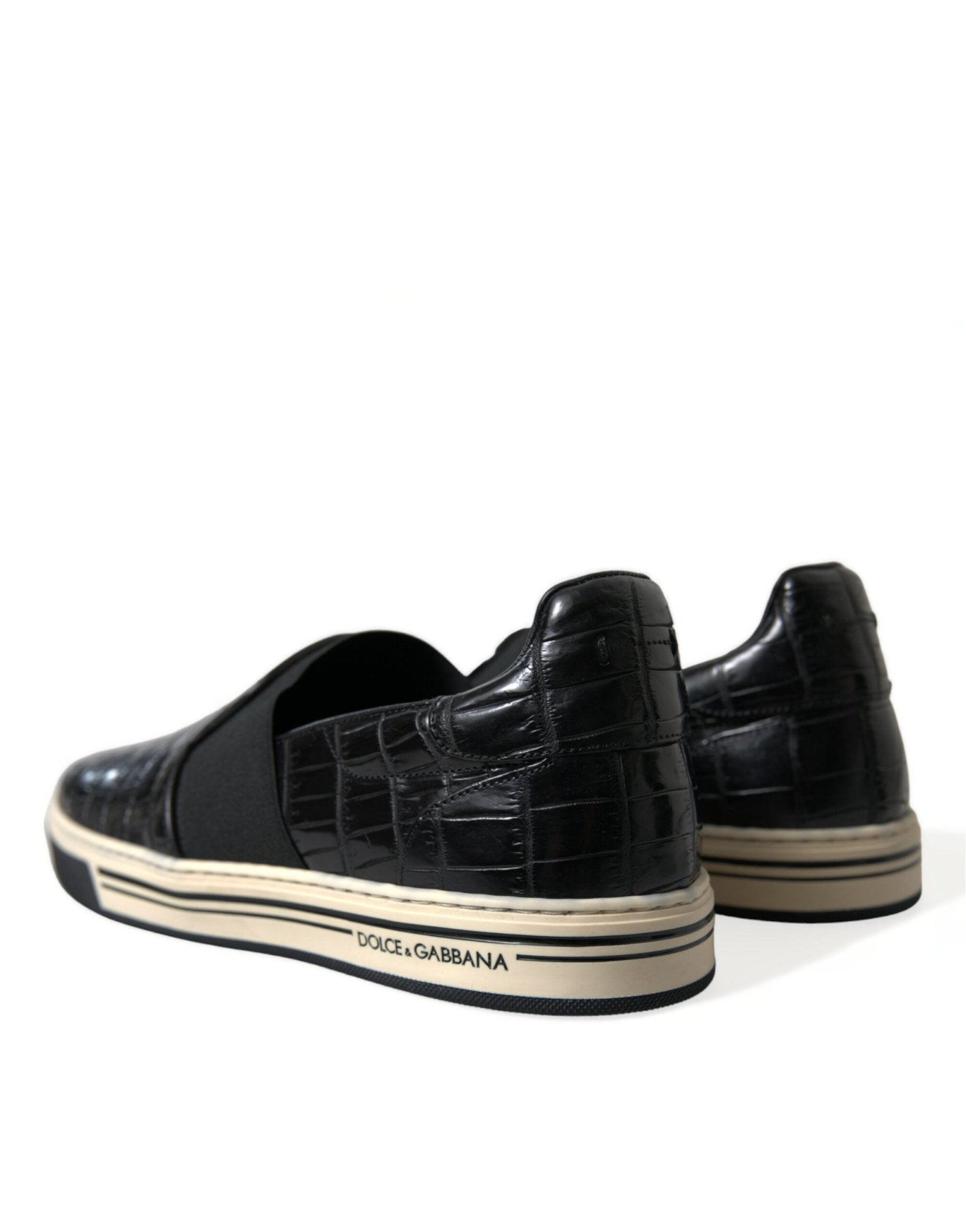 Dolce & Gabbana Black Croc Exotic Leather Sneakers Shoes - GET THE BRAND