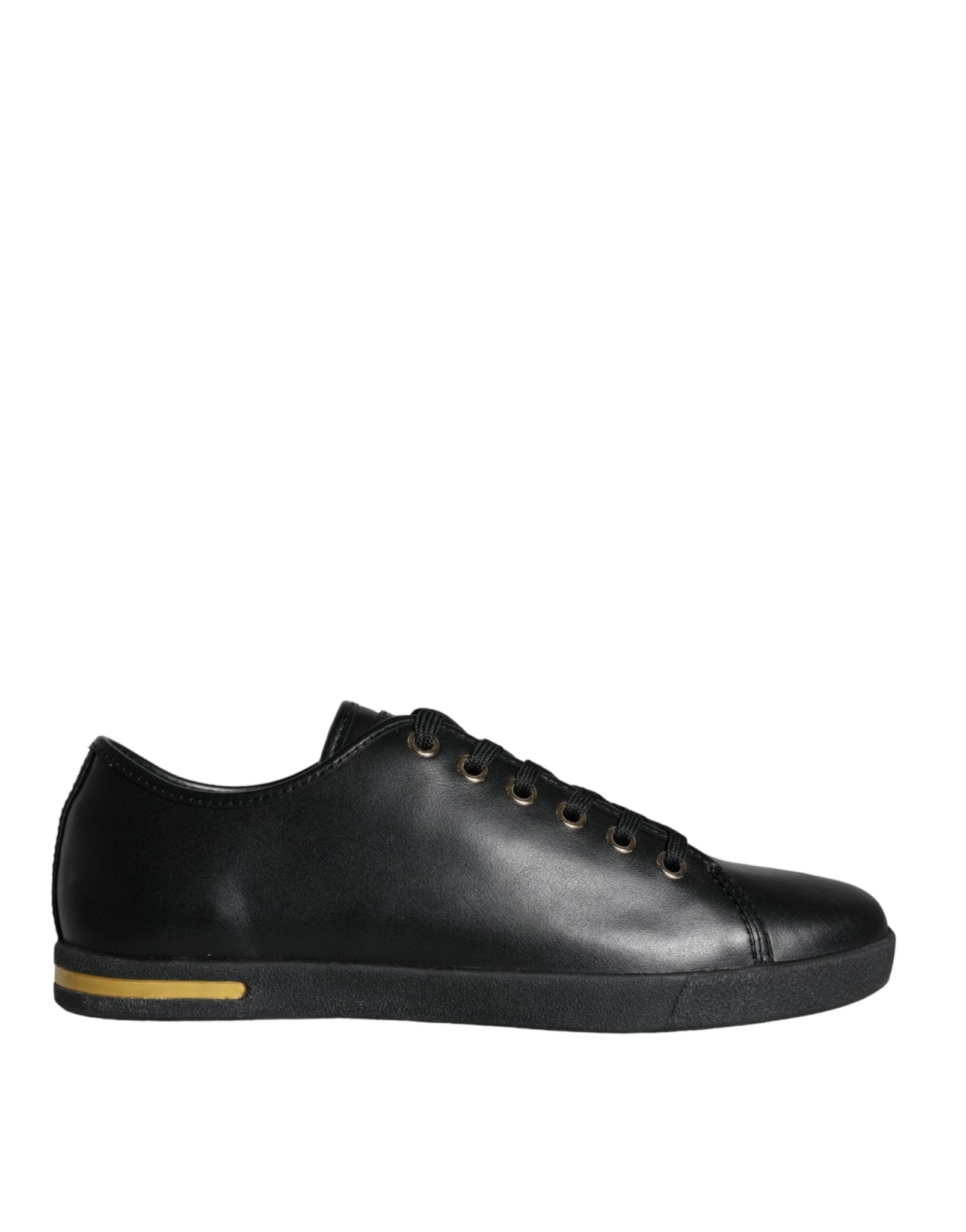 Dolce & Gabbana Black Gold Leather Classic Sneakers Shoes - GET THE BRAND