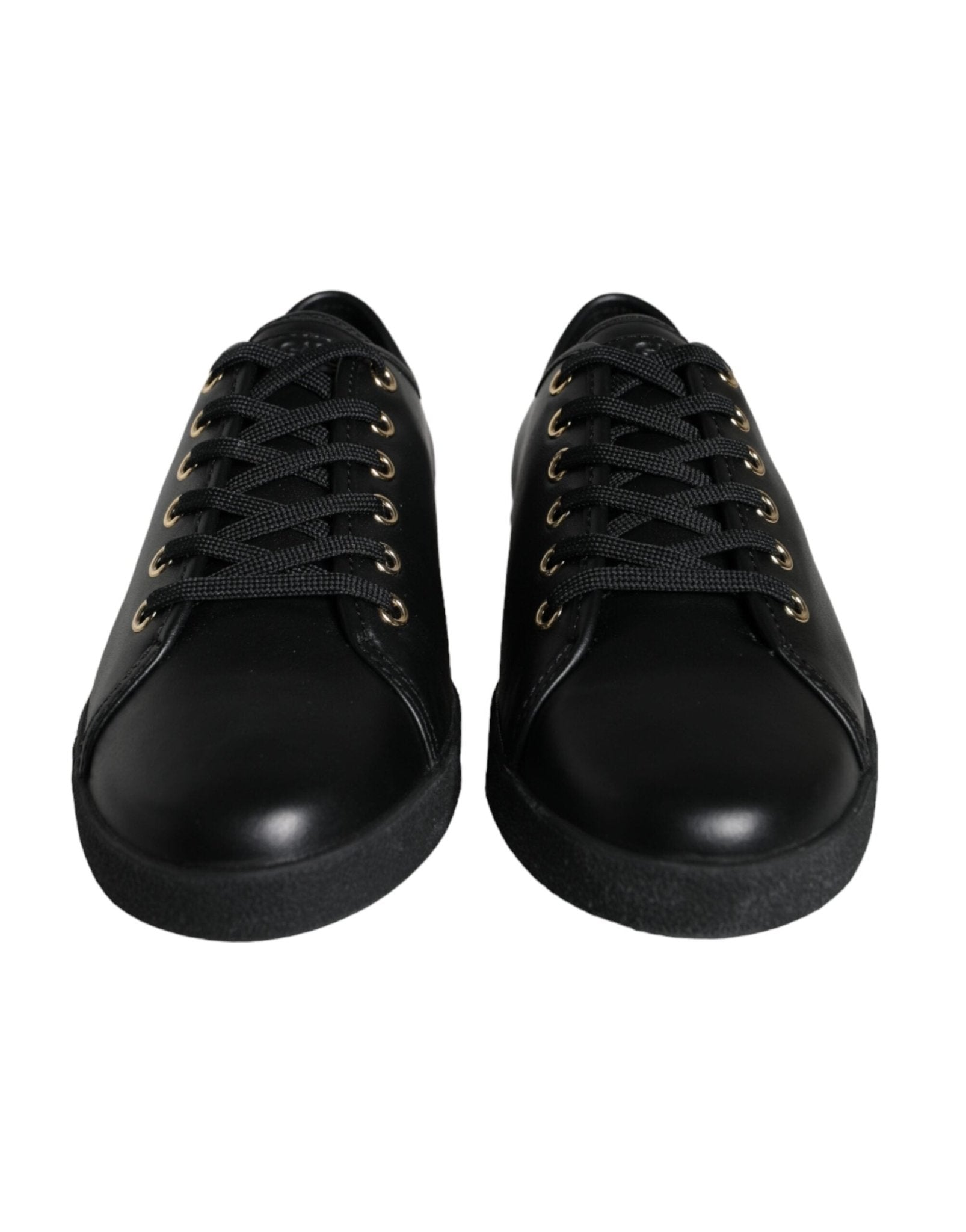 Dolce & Gabbana Black Gold Leather Classic Sneakers Shoes - GET THE BRAND