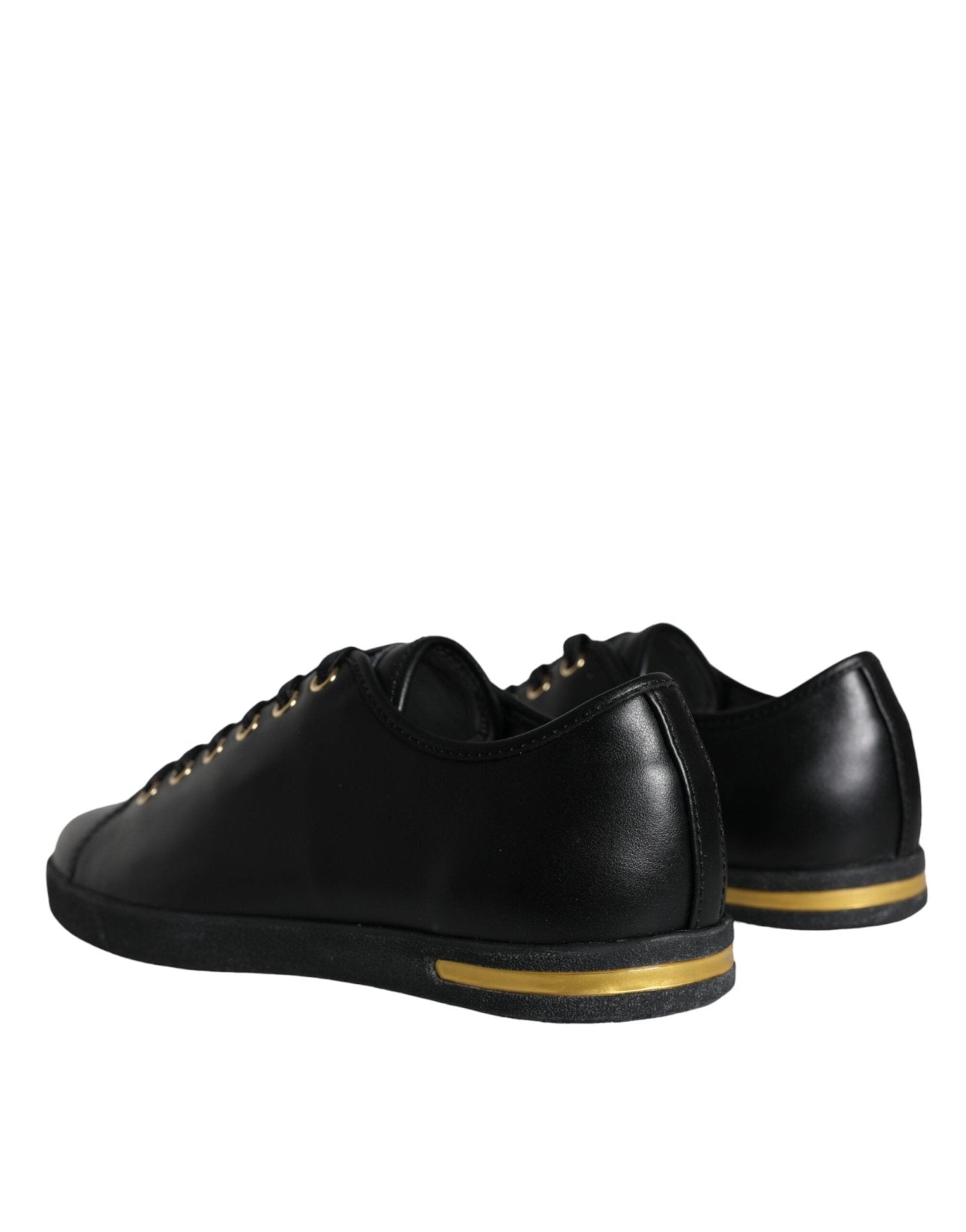 Dolce & Gabbana Black Gold Leather Classic Sneakers Shoes - GET THE BRAND