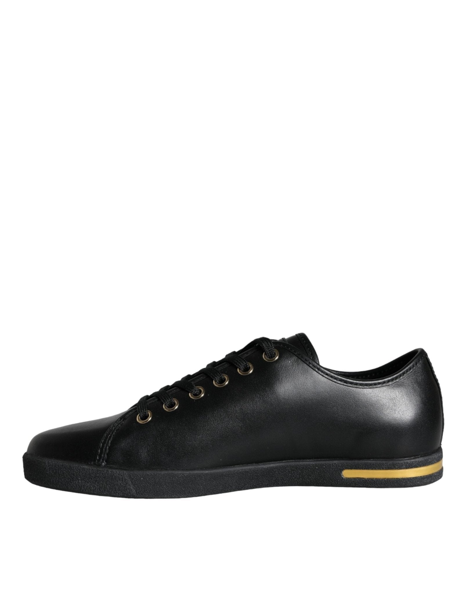 Dolce & Gabbana Black Gold Leather Classic Sneakers Shoes - GET THE BRAND