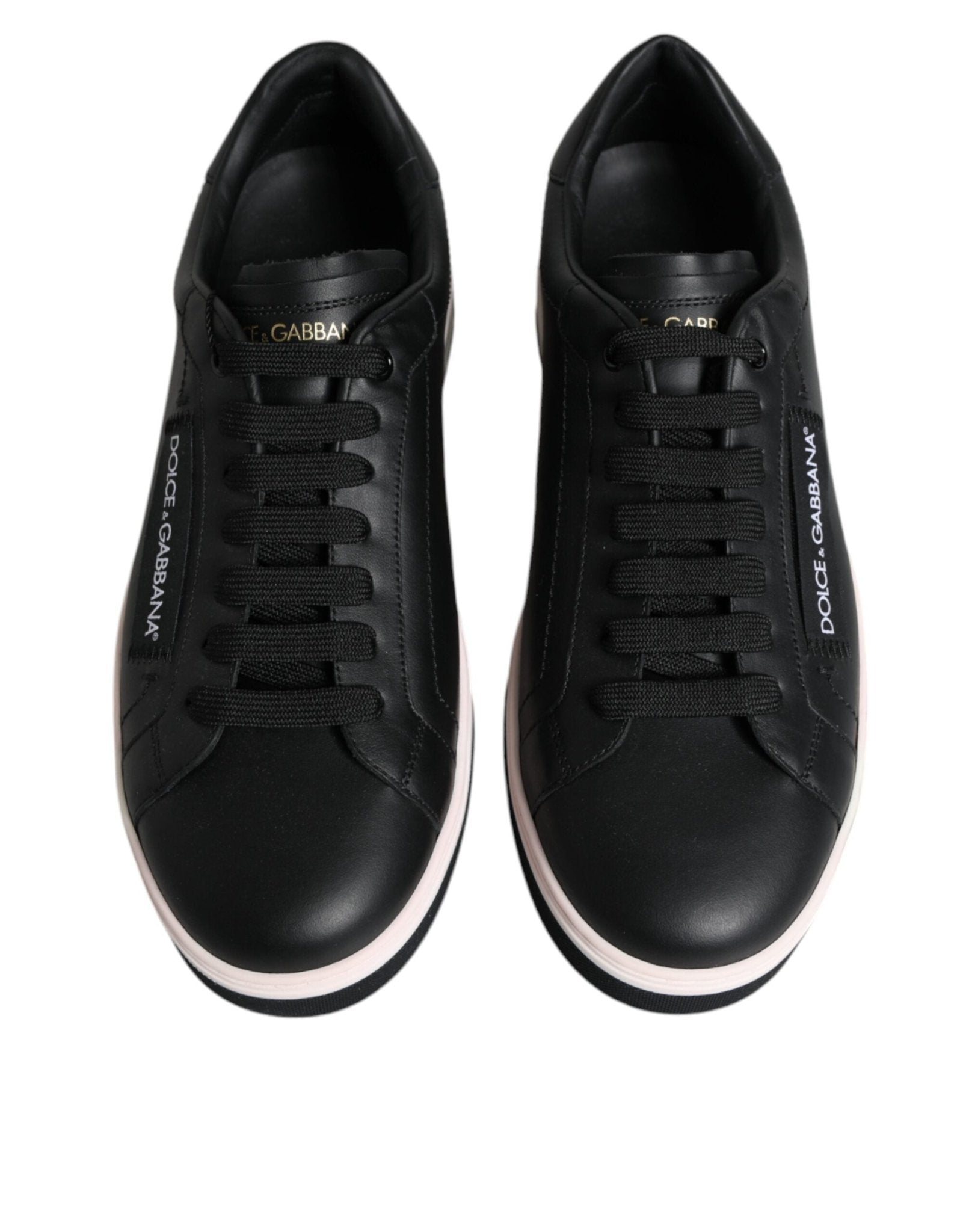 Dolce & Gabbana Black Leather Low Top Men Sneakers Shoes - GET THE BRAND