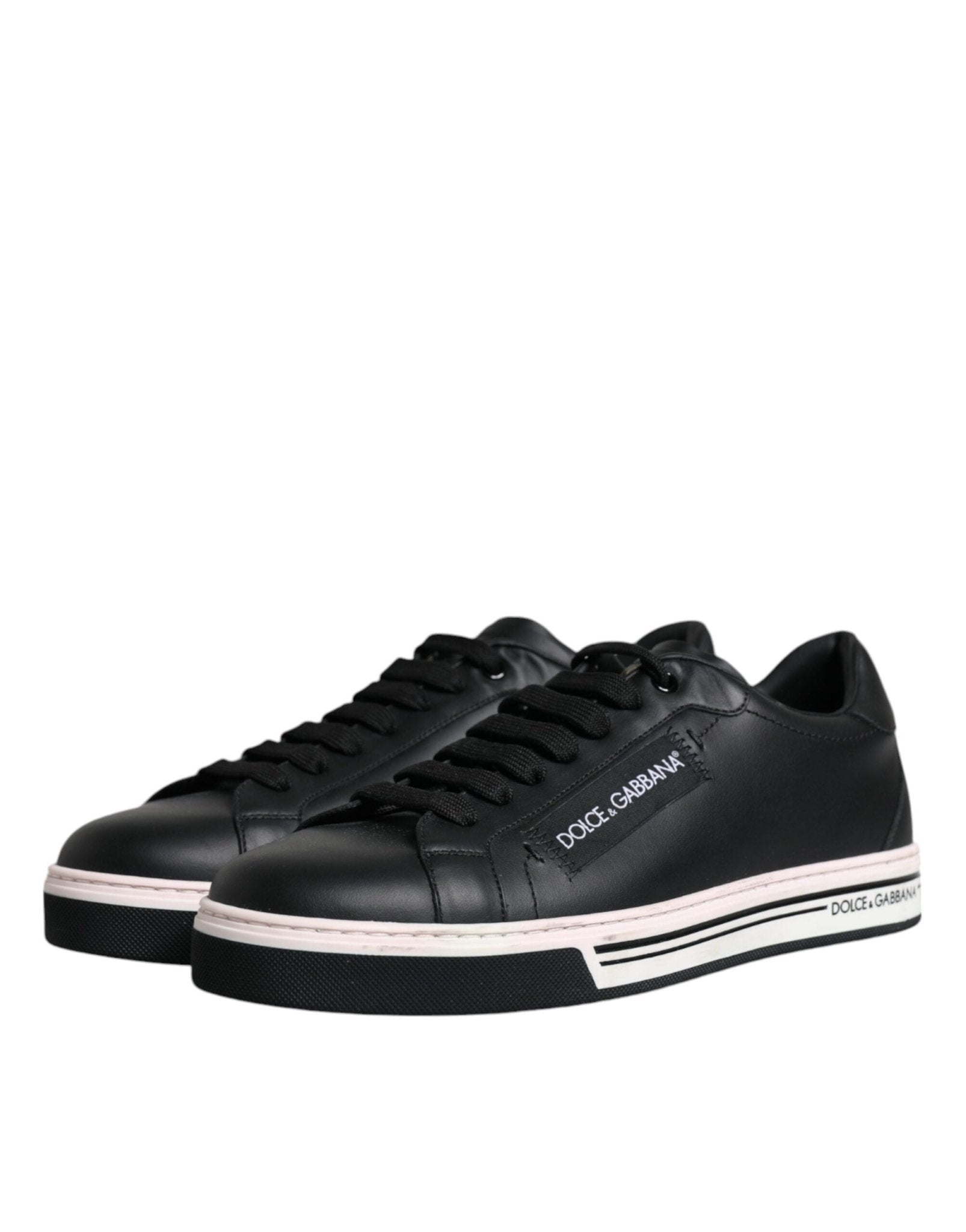 Dolce & Gabbana Black Leather Low Top Men Sneakers Shoes - GET THE BRAND