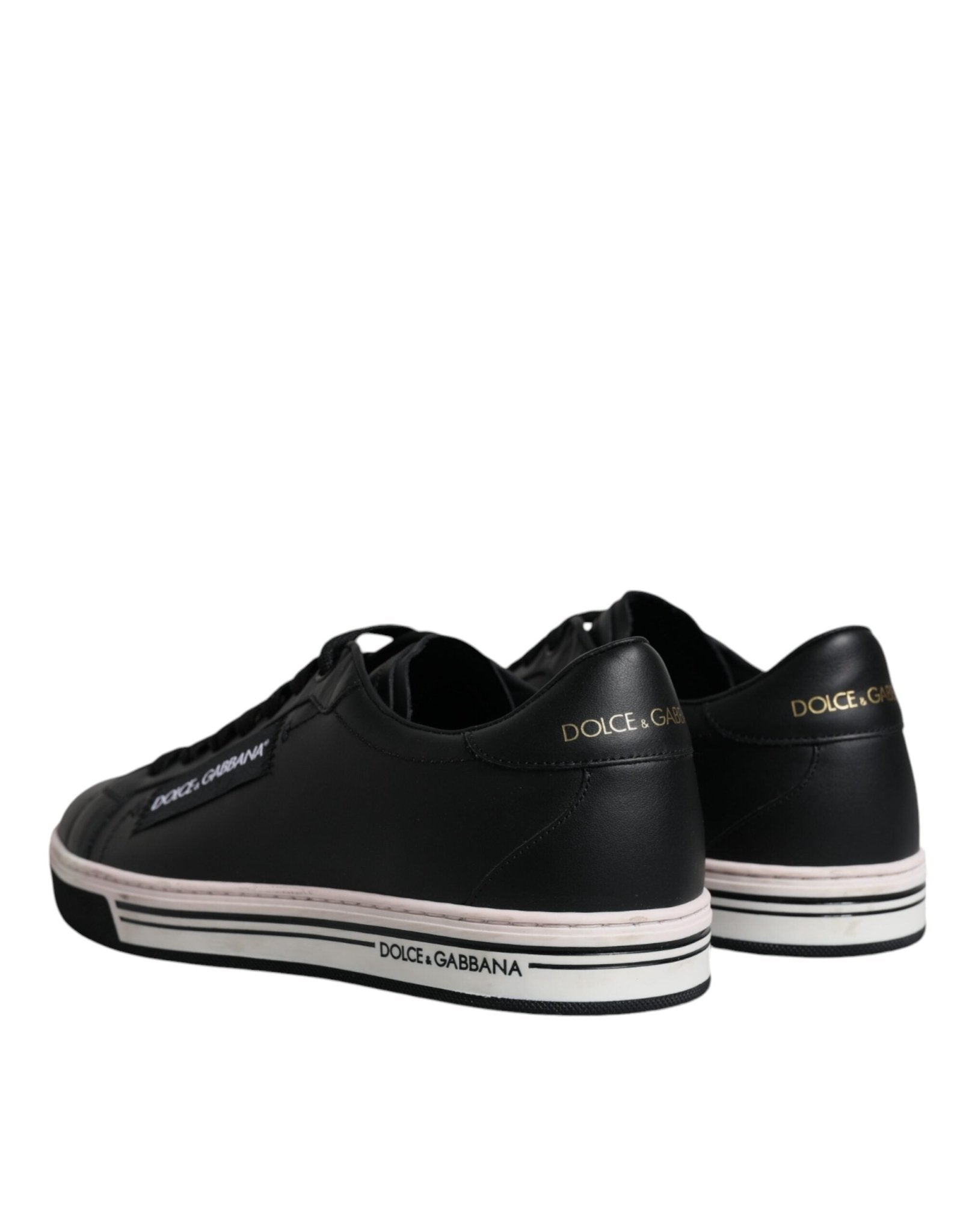 Dolce & Gabbana Black Leather Low Top Men Sneakers Shoes - GET THE BRAND