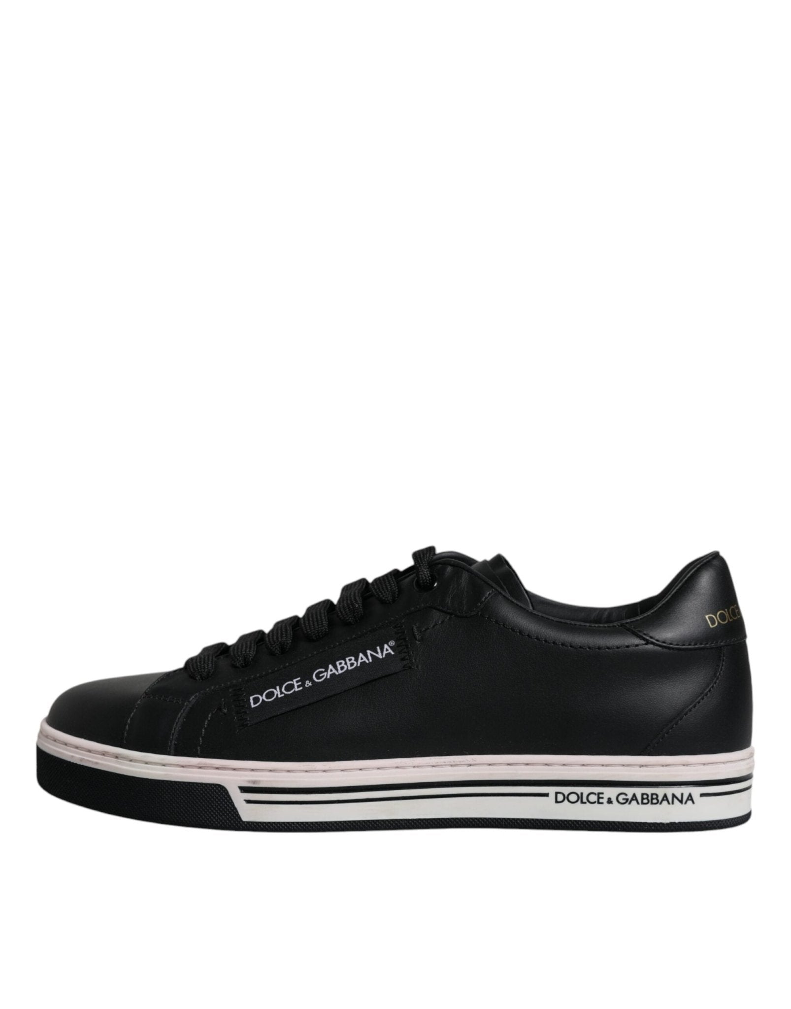 Dolce & Gabbana Black Leather Low Top Men Sneakers Shoes - GET THE BRAND