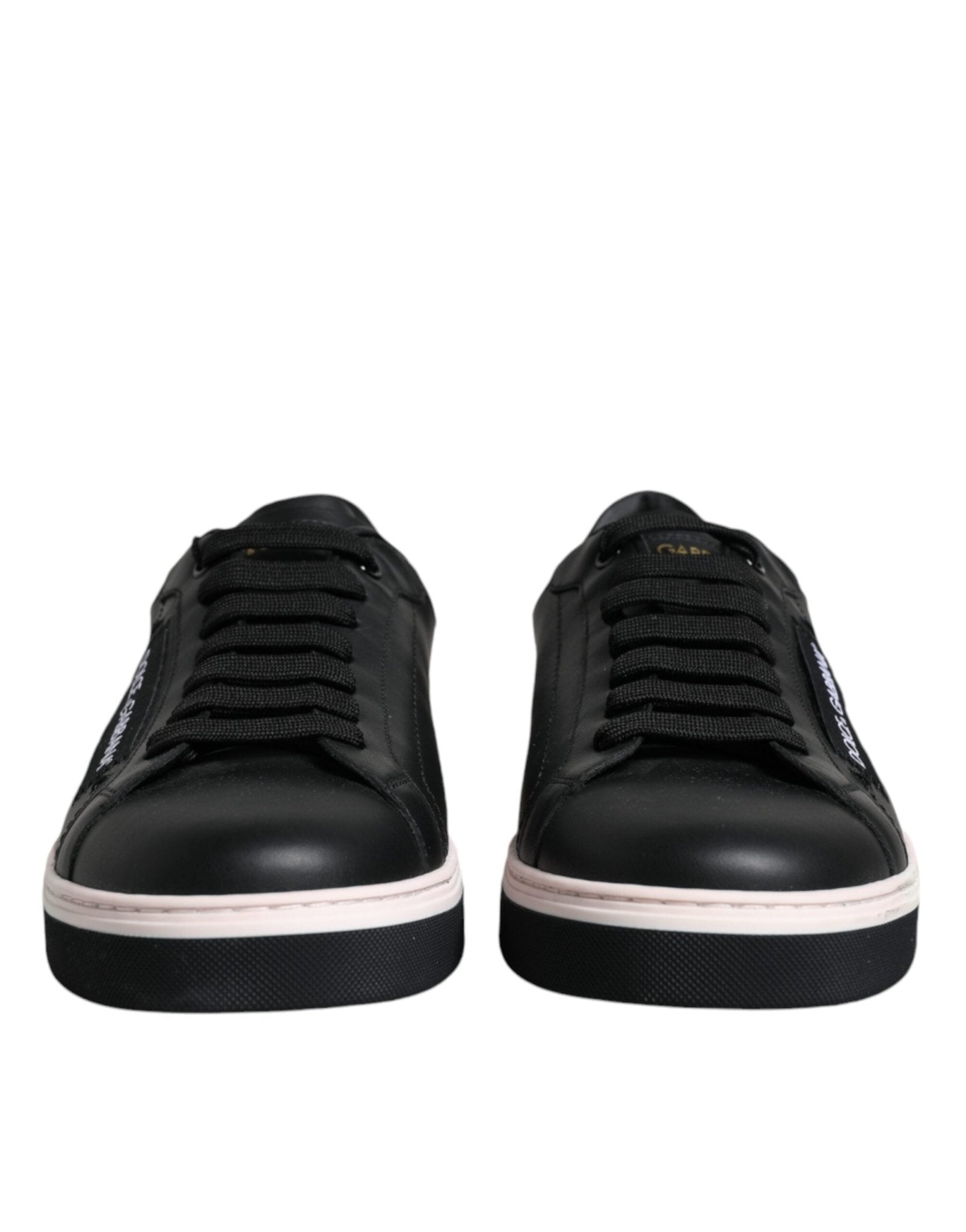 Dolce & Gabbana Black Leather Low Top Men Sneakers Shoes - GET THE BRAND