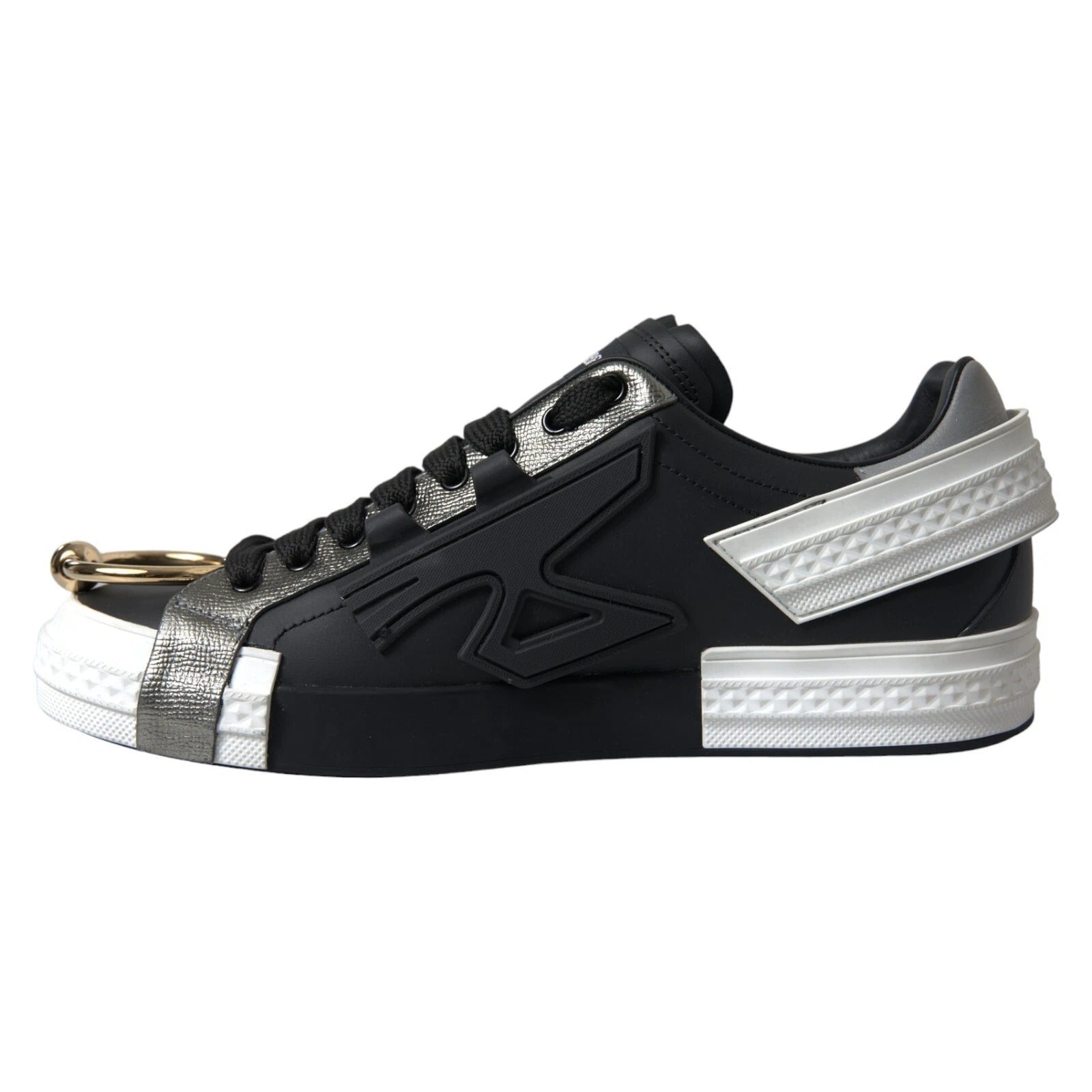 Dolce & Gabbana Black Leather Low Top Sneakers Portofino Shoes - GET THE BRAND
