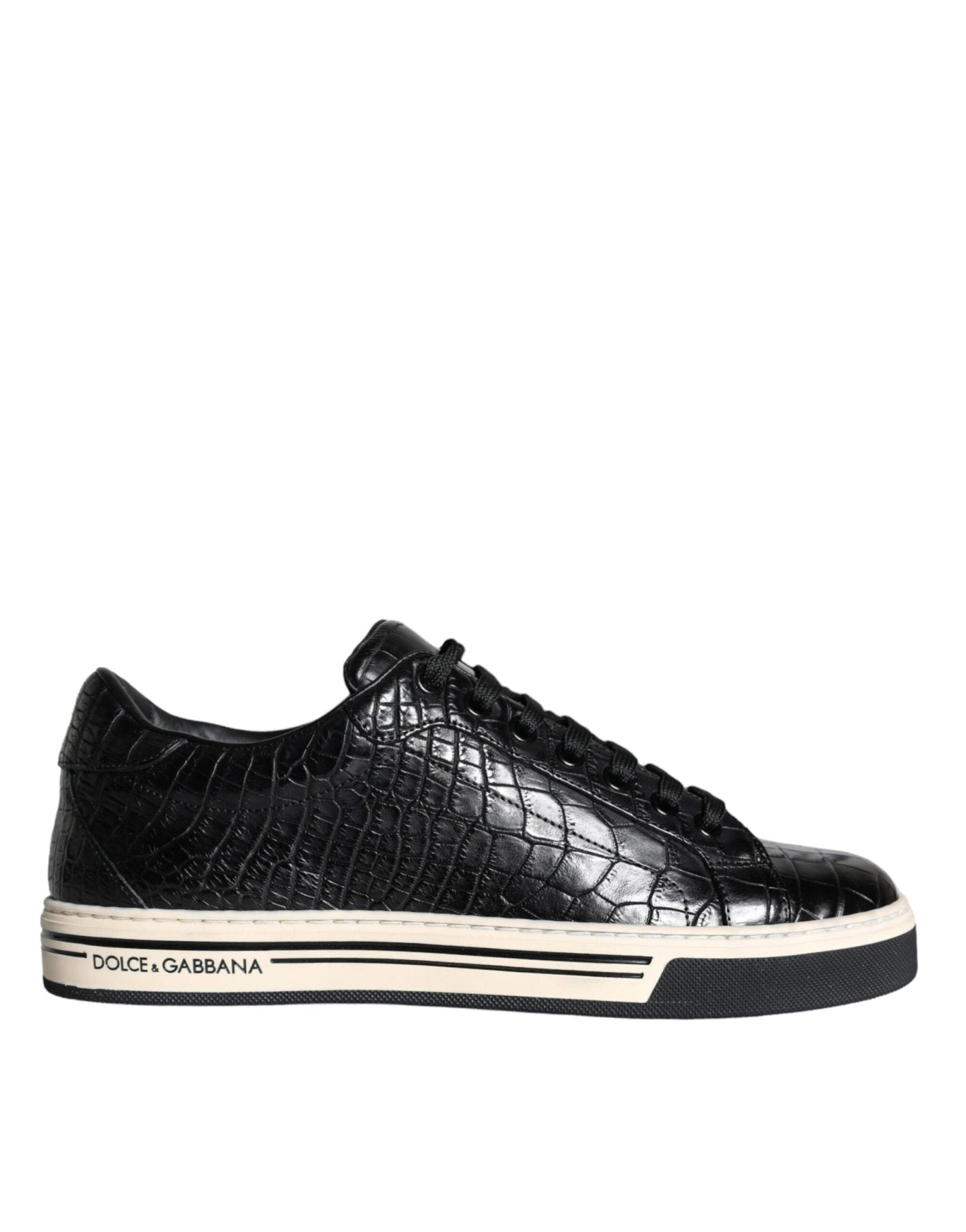 Dolce & Gabbana Black Leather Men Low Top Sneakers Shoes - GET THE BRAND
