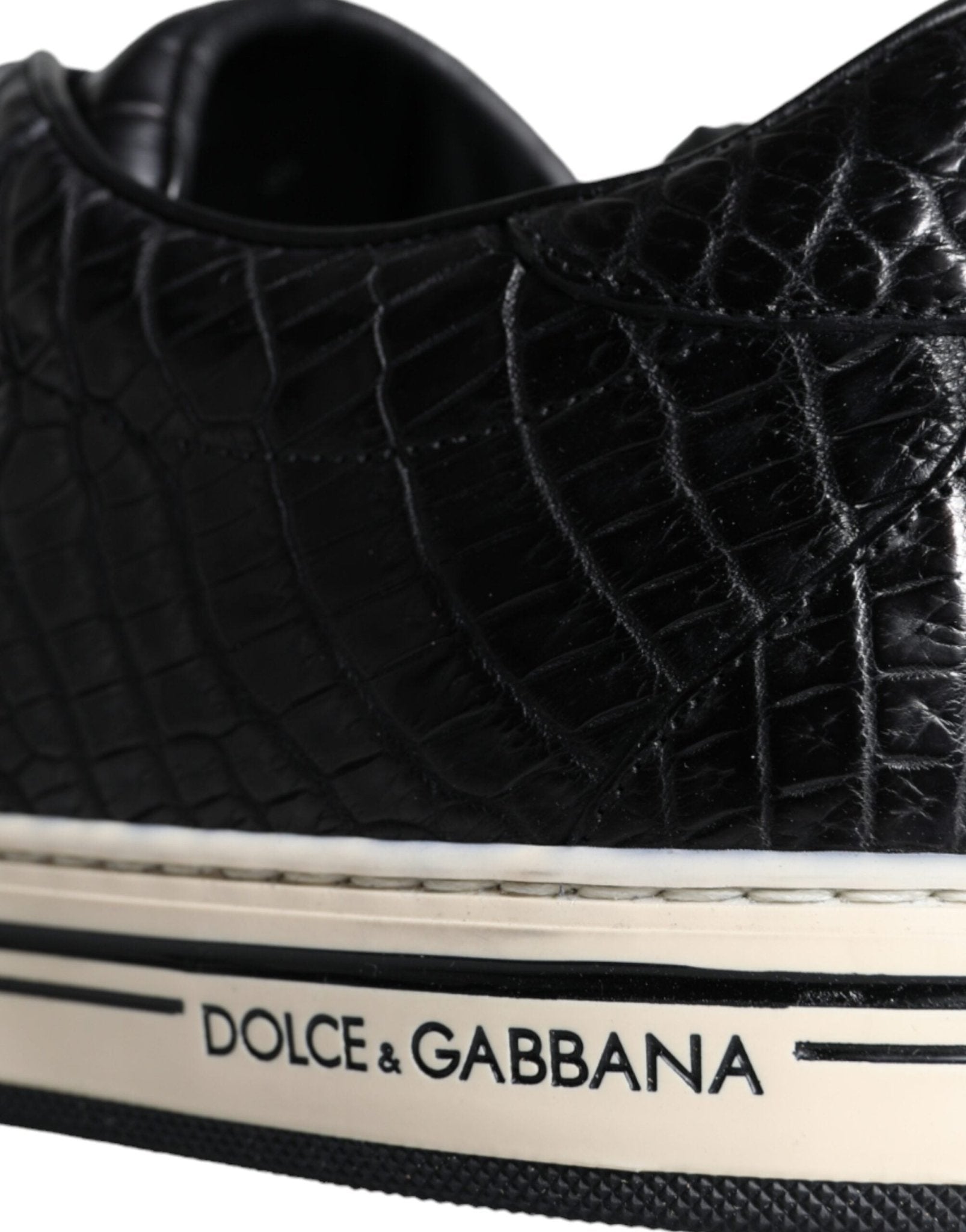 Dolce & Gabbana Black Leather Men Low Top Sneakers Shoes - GET THE BRAND