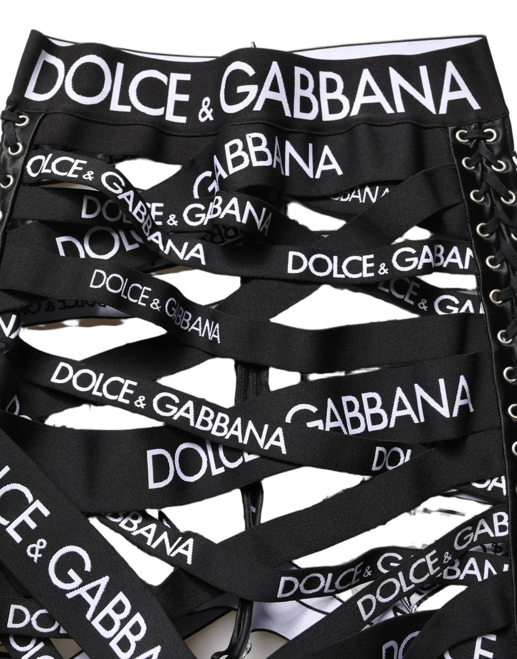Dolce & Gabbana Black Logo Tape Cut Out Skinny High Waist Pants - GET THE BRAND