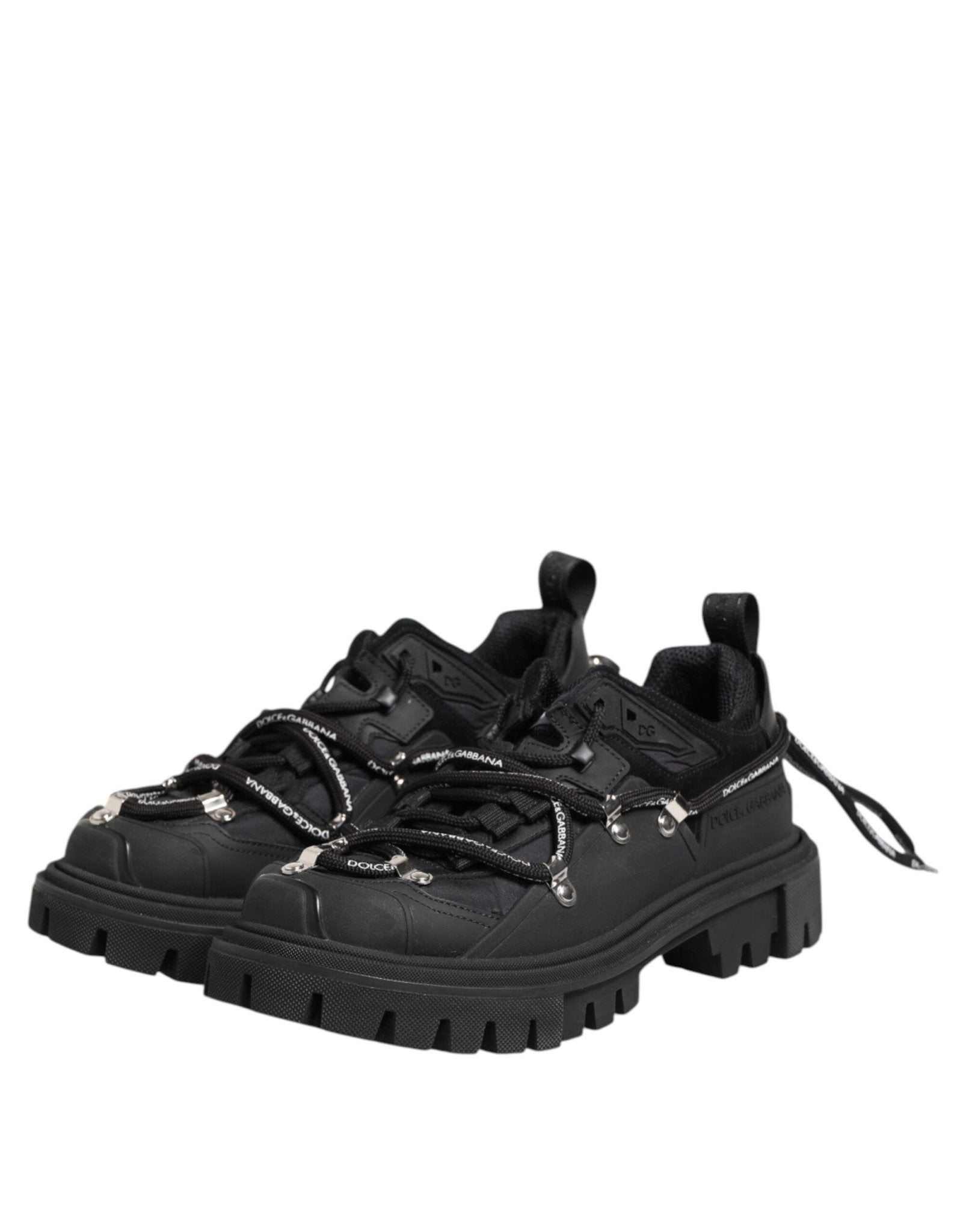 Dolce & Gabbana Black Low Top Lace Up Trekking Sneakers Shoes - GET THE BRAND