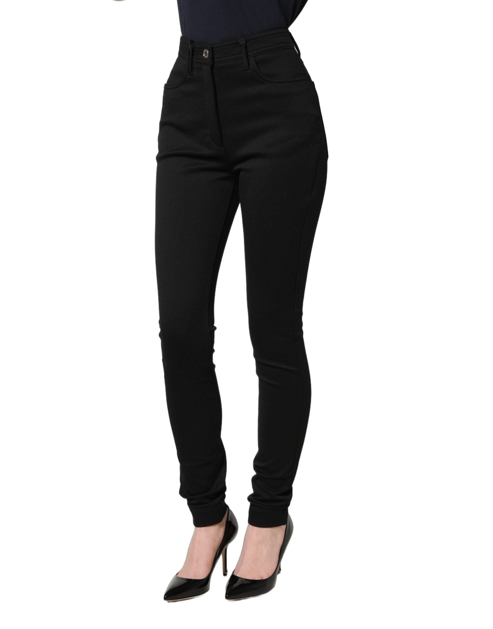 Dolce & Gabbana Black Nylon Stretch Skinny High Waist Pants - GET THE BRAND