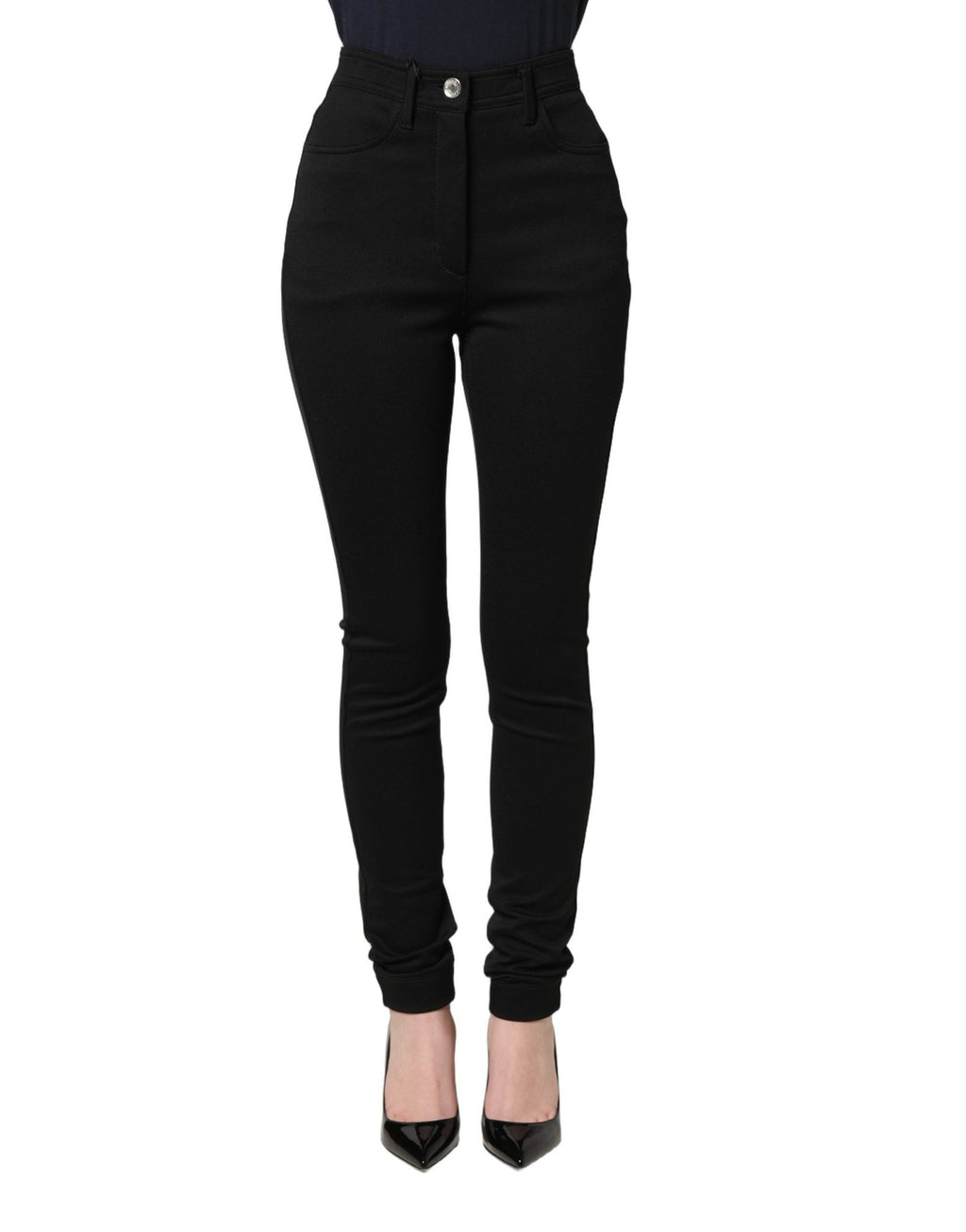 Dolce & Gabbana Black Nylon Stretch Skinny High Waist Pants - GET THE BRAND
