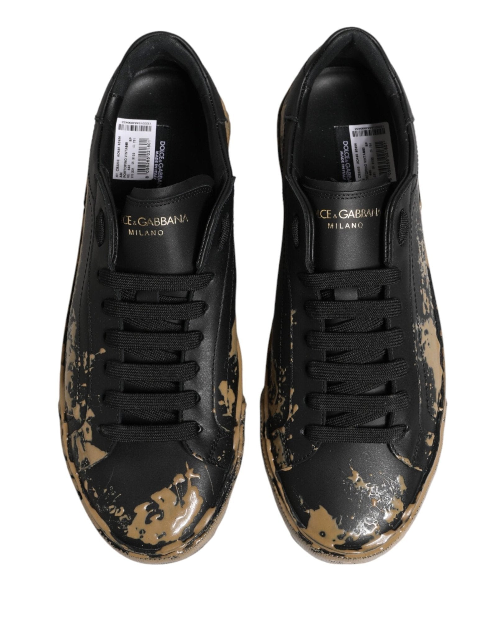 Dolce & Gabbana Black Portofino Mud Effect Low Top Sneakers Shoes - GET THE BRAND