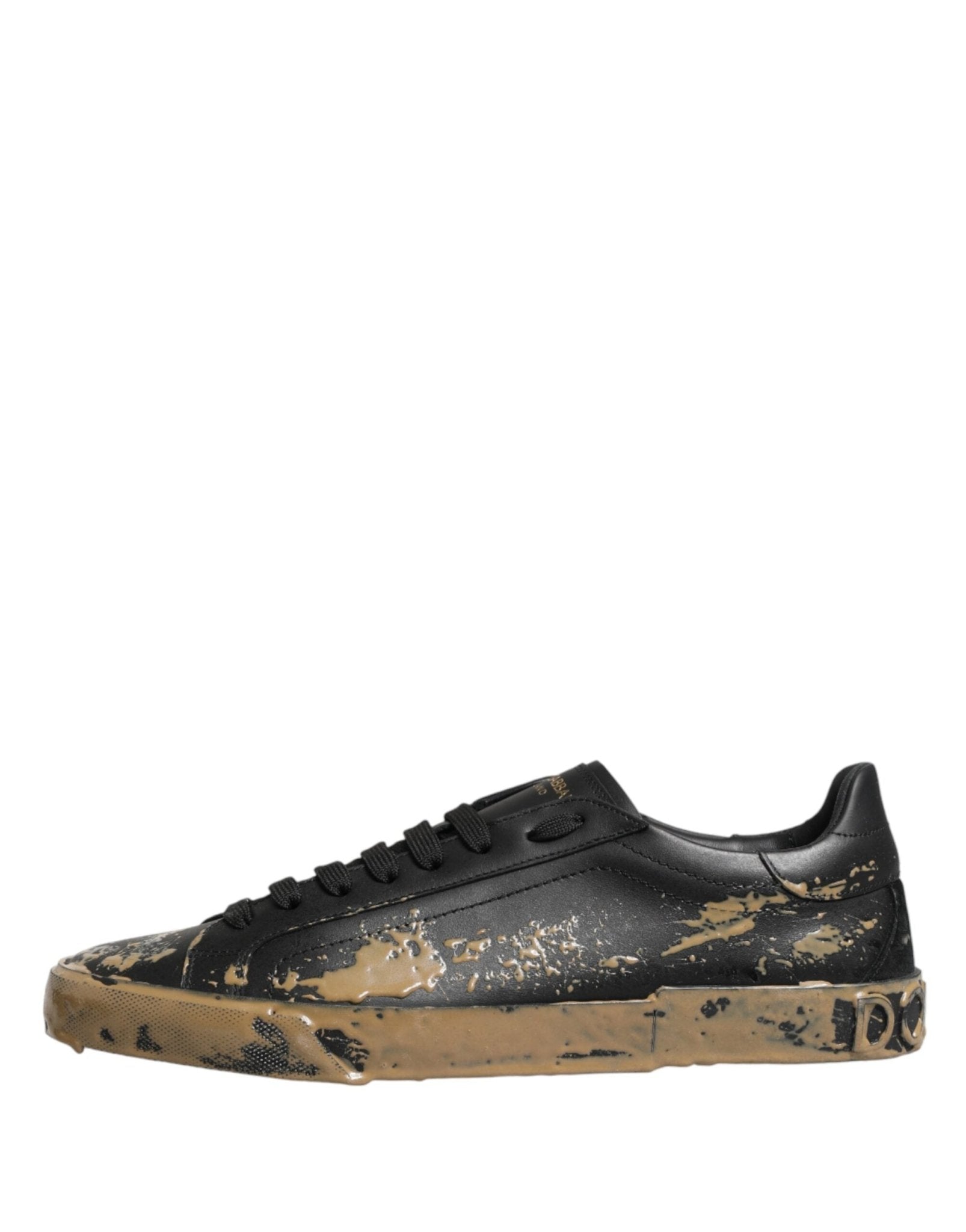 Dolce & Gabbana Black Portofino Mud Effect Low Top Sneakers Shoes - GET THE BRAND