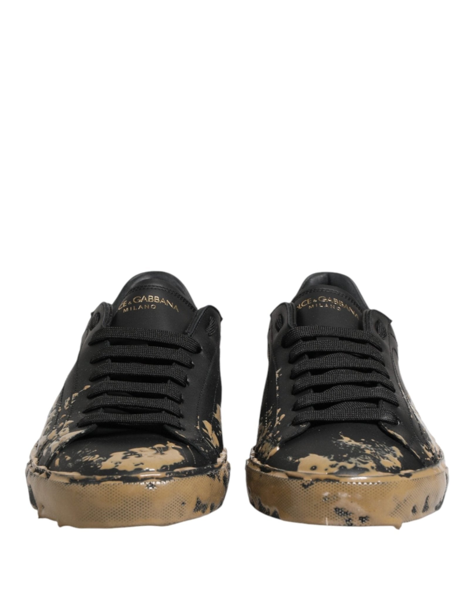 Dolce & Gabbana Black Portofino Mud Effect Low Top Sneakers Shoes - GET THE BRAND