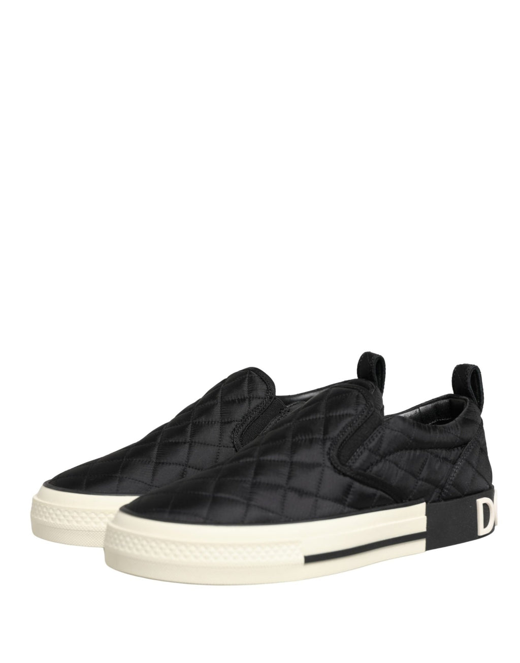 Dolce & Gabbana Black Quilted Slip On Low Top Sneakers Shoes - GET THE BRAND
