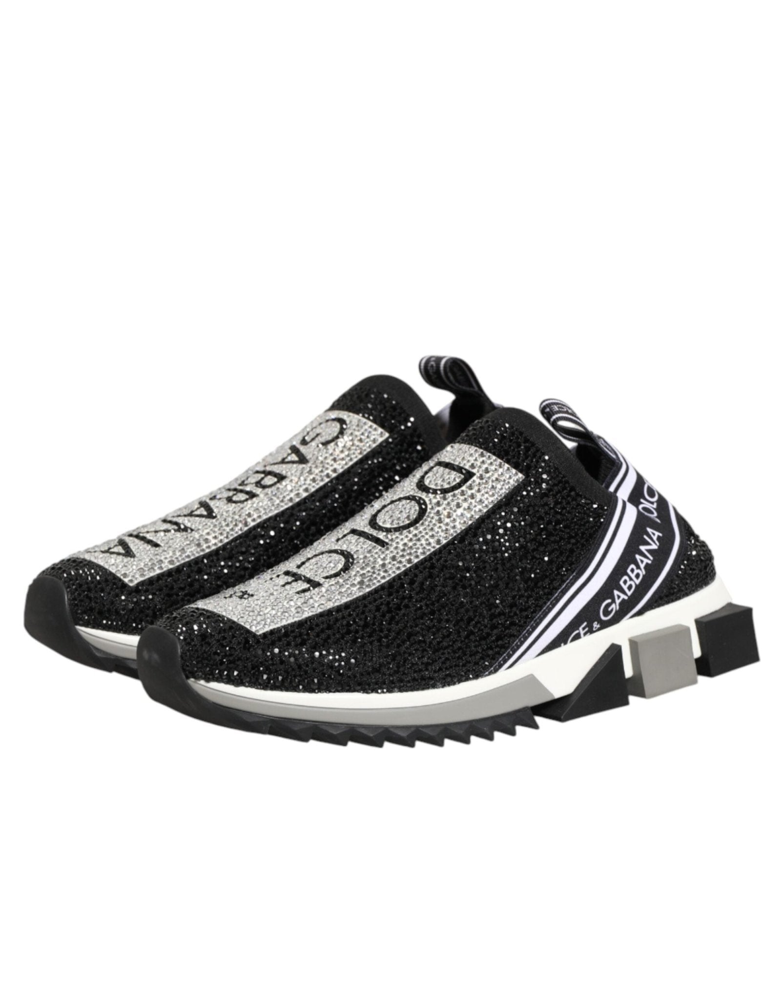 Dolce & Gabbana Black Silver Slip On Sorrento Sneakers Shoes - GET THE BRAND