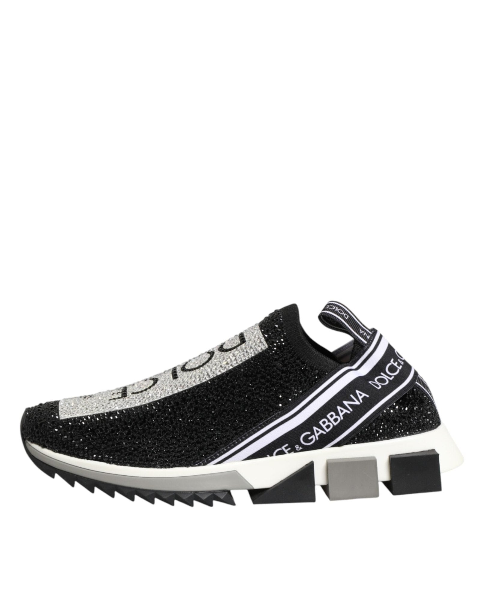 Dolce & Gabbana Black Silver Slip On Sorrento Sneakers Shoes - GET THE BRAND