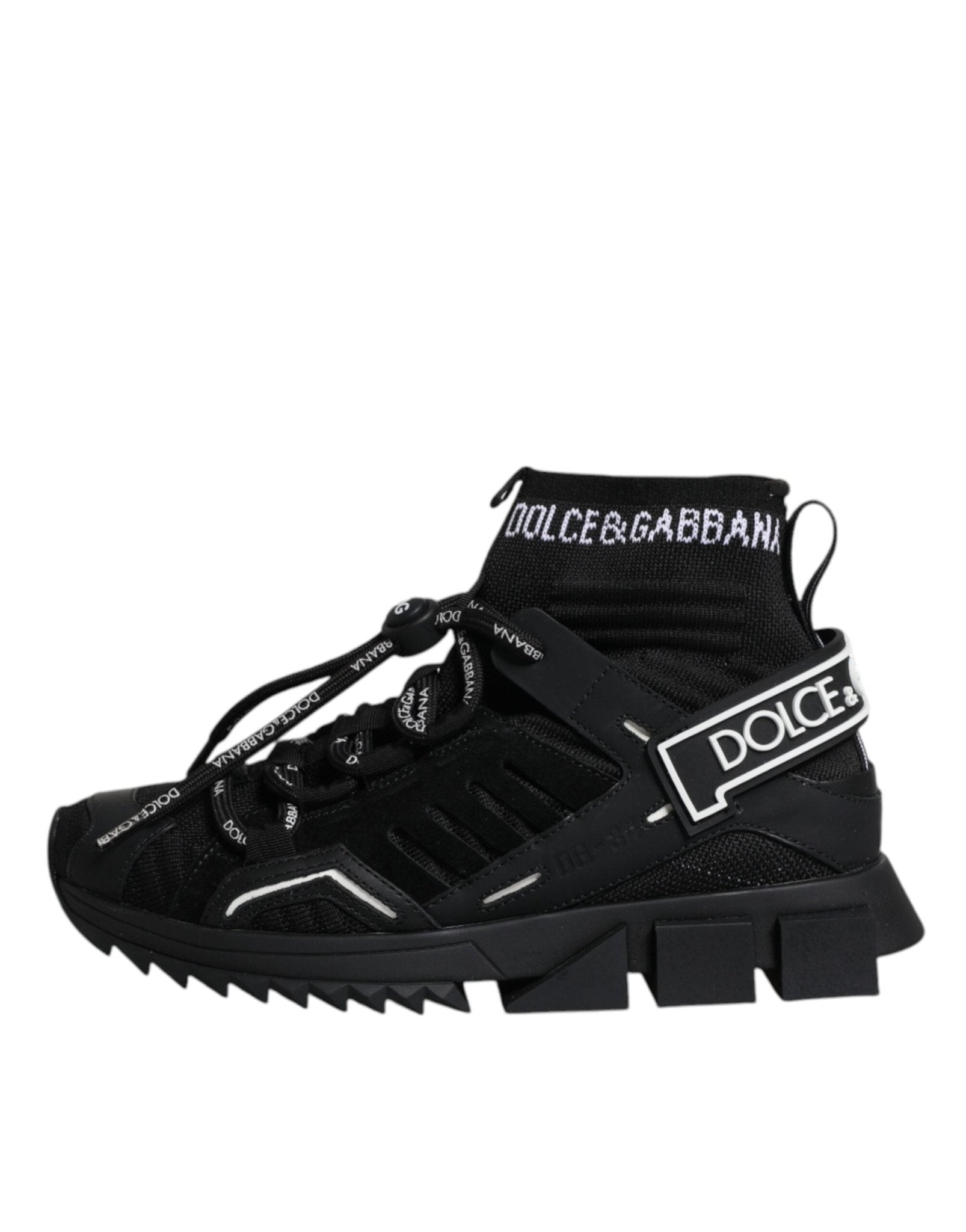 Dolce & Gabbana Black Sorrento Socks Logo Sneakers Shoes - GET THE BRAND