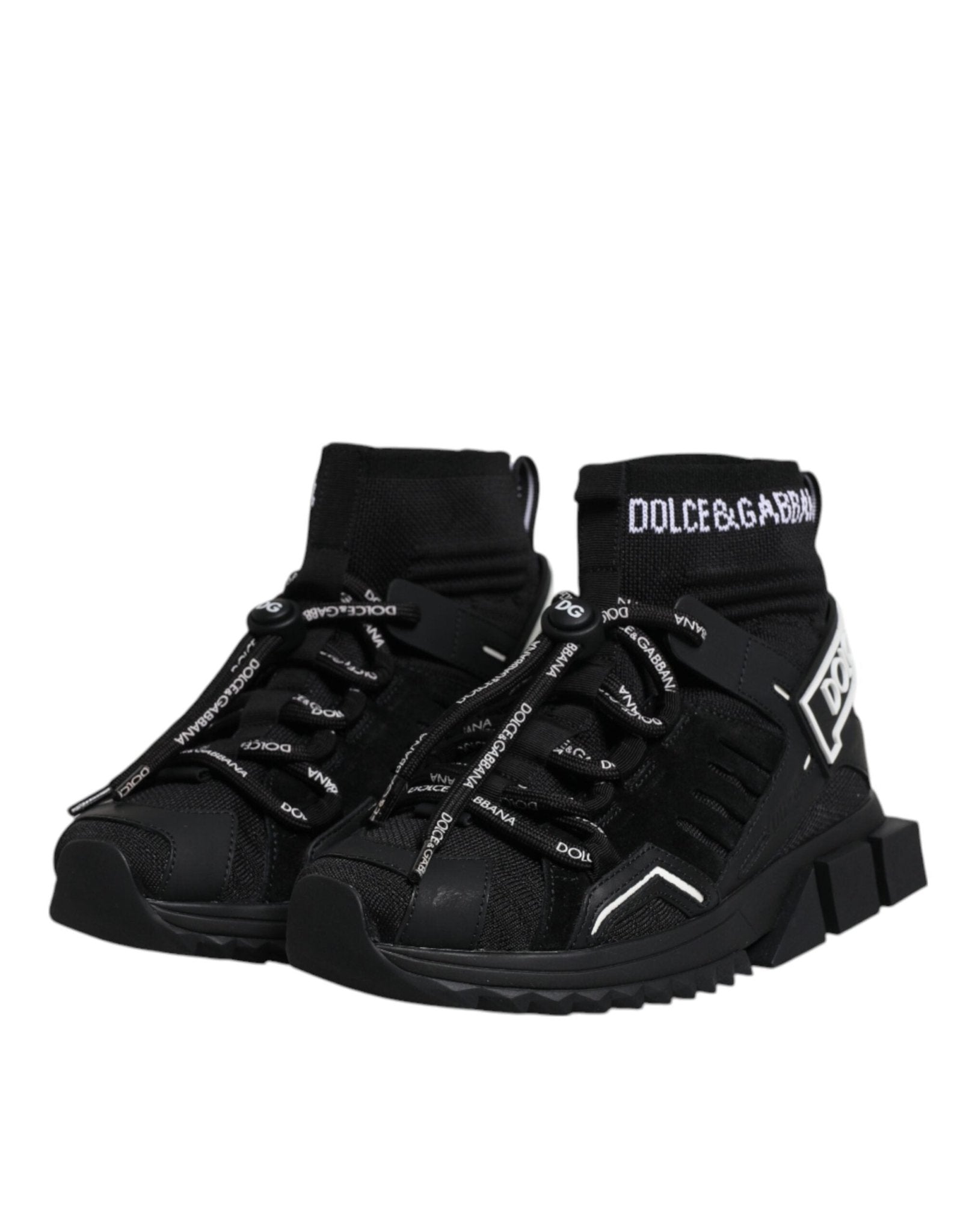 Dolce & Gabbana Black Sorrento Socks Logo Sneakers Shoes - GET THE BRAND